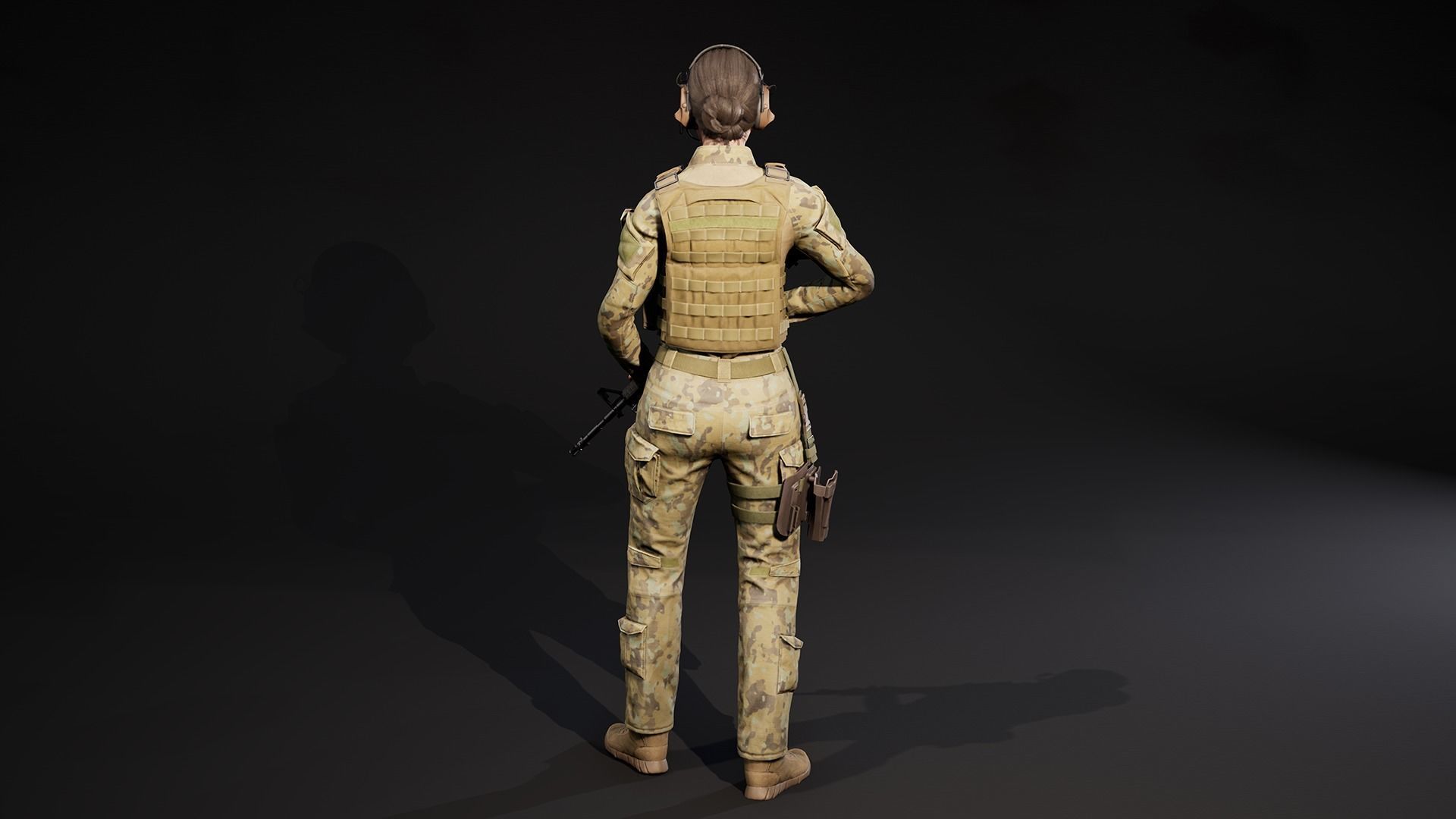 Female Soldier UE4 Low-poly 3D model_4