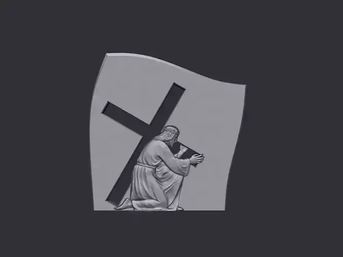 Jesus Carrying the Cross Gravestone 3D print model