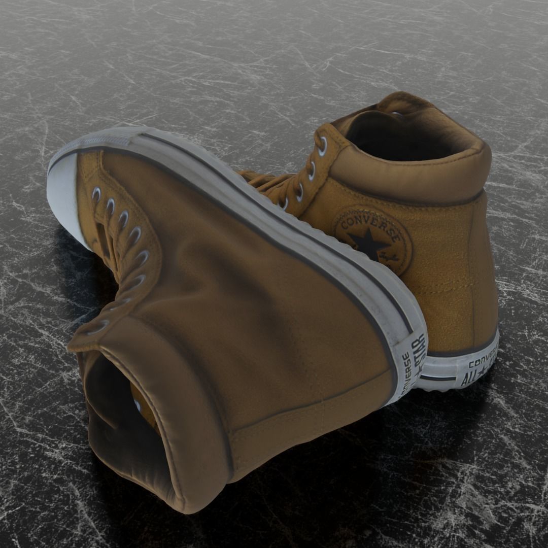 CONVERSE 3D SHOES - BROWN Low-poly 3D model_6