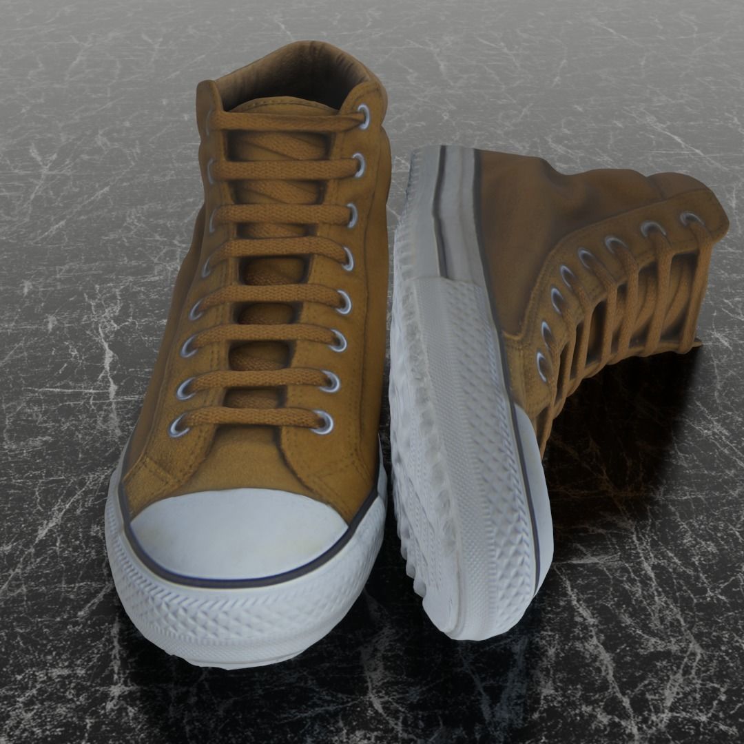 CONVERSE 3D SHOES - BROWN Low-poly 3D model_2