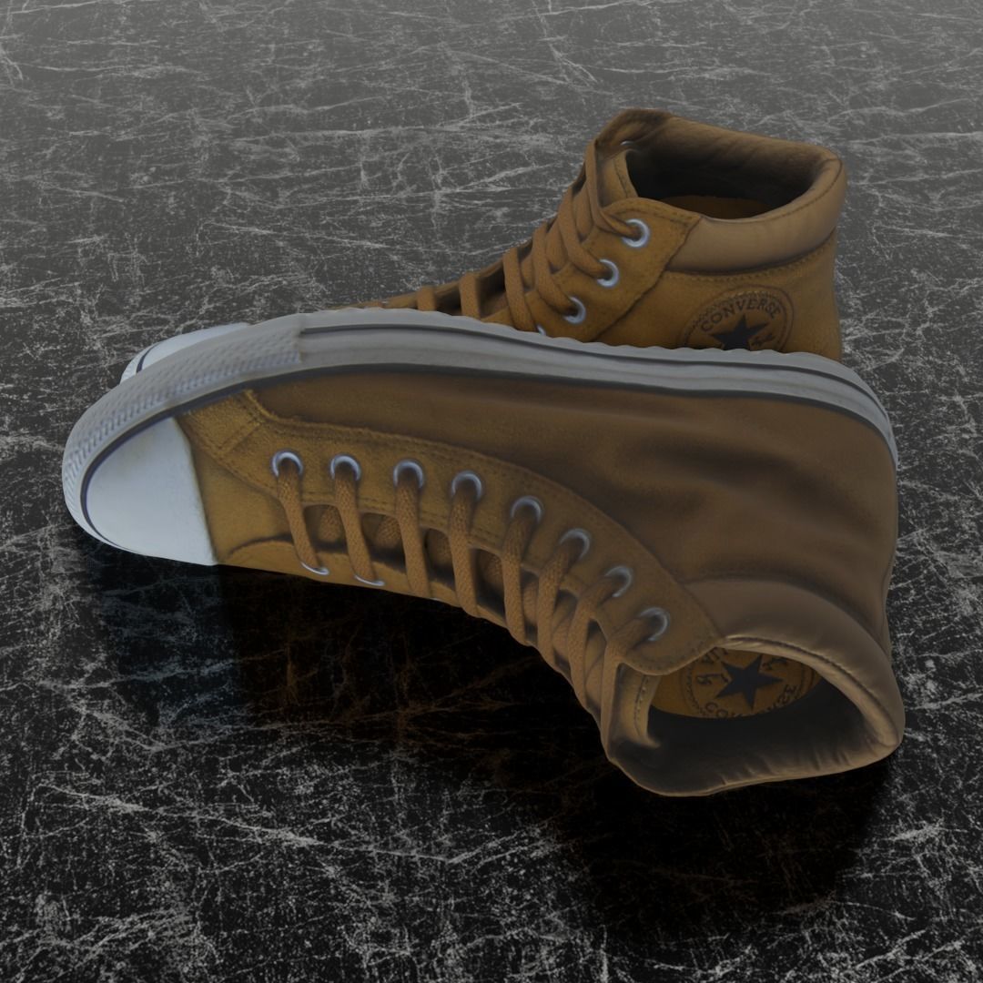 CONVERSE 3D SHOES - BROWN Low-poly 3D model_7