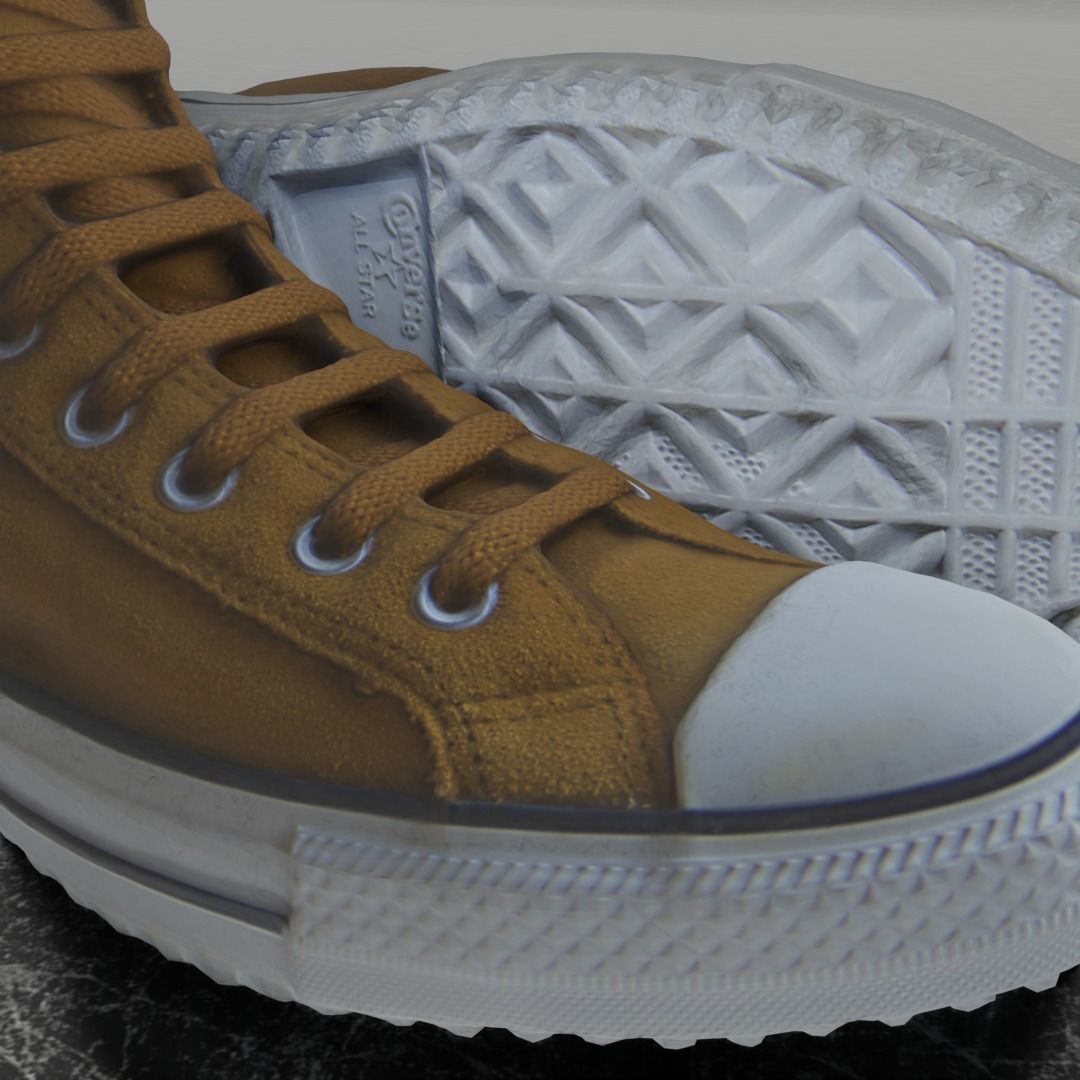 CONVERSE 3D SHOES - BROWN Low-poly 3D model_12