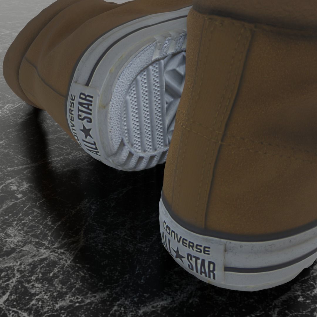 CONVERSE 3D SHOES - BROWN Low-poly 3D model_11