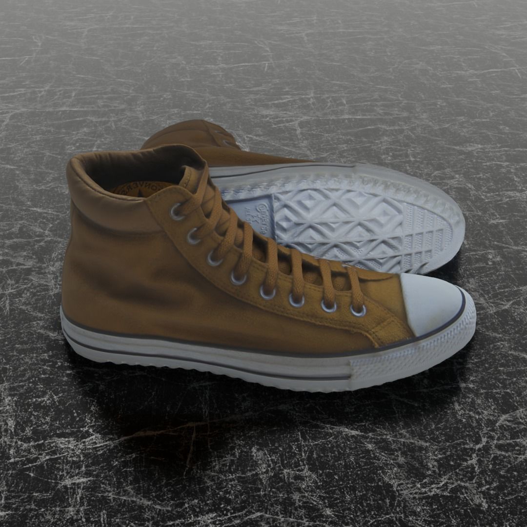 CONVERSE 3D SHOES - BROWN Low-poly 3D model_4
