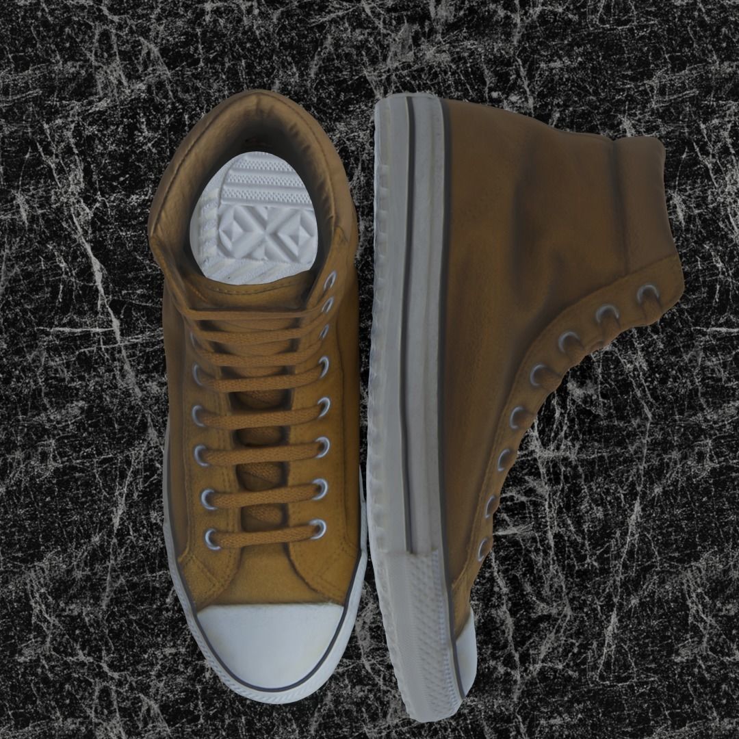 CONVERSE 3D SHOES - BROWN Low-poly 3D model_3