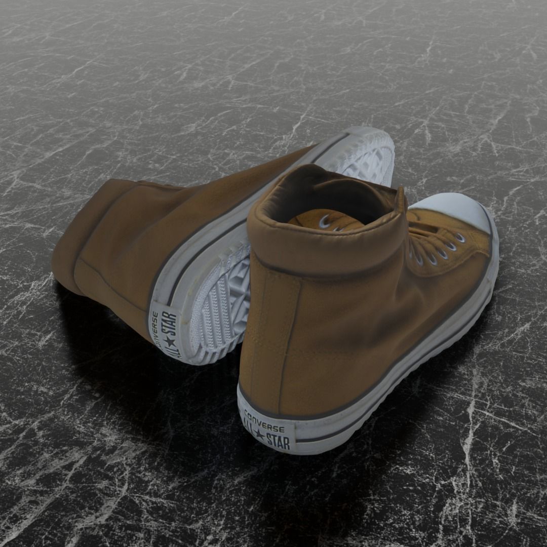 CONVERSE 3D SHOES - BROWN Low-poly 3D model_5