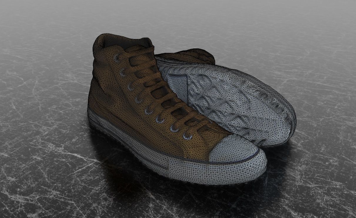CONVERSE 3D SHOES - BROWN Low-poly 3D model_13