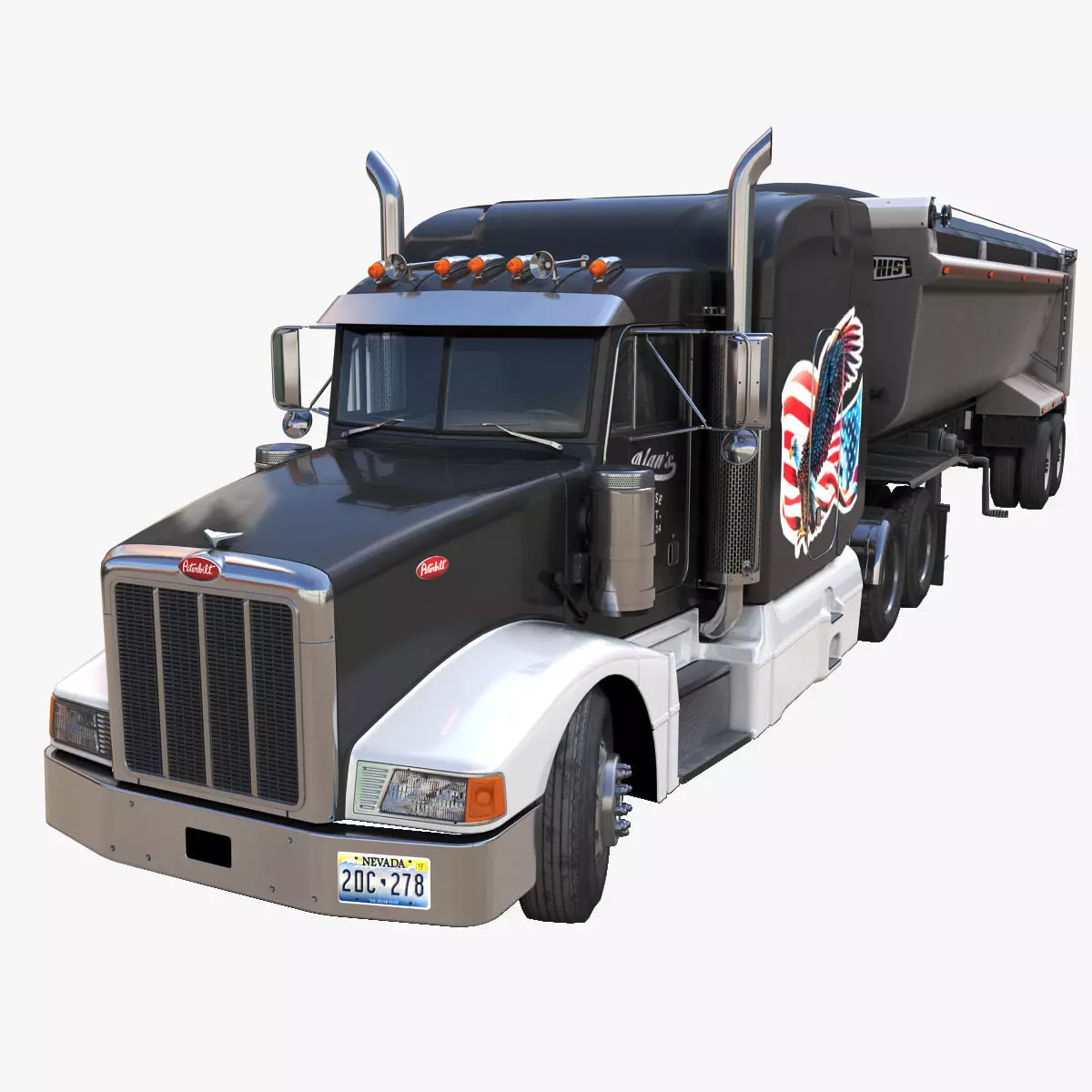 Peterbilt 377 dump trailer Low-poly 3D model