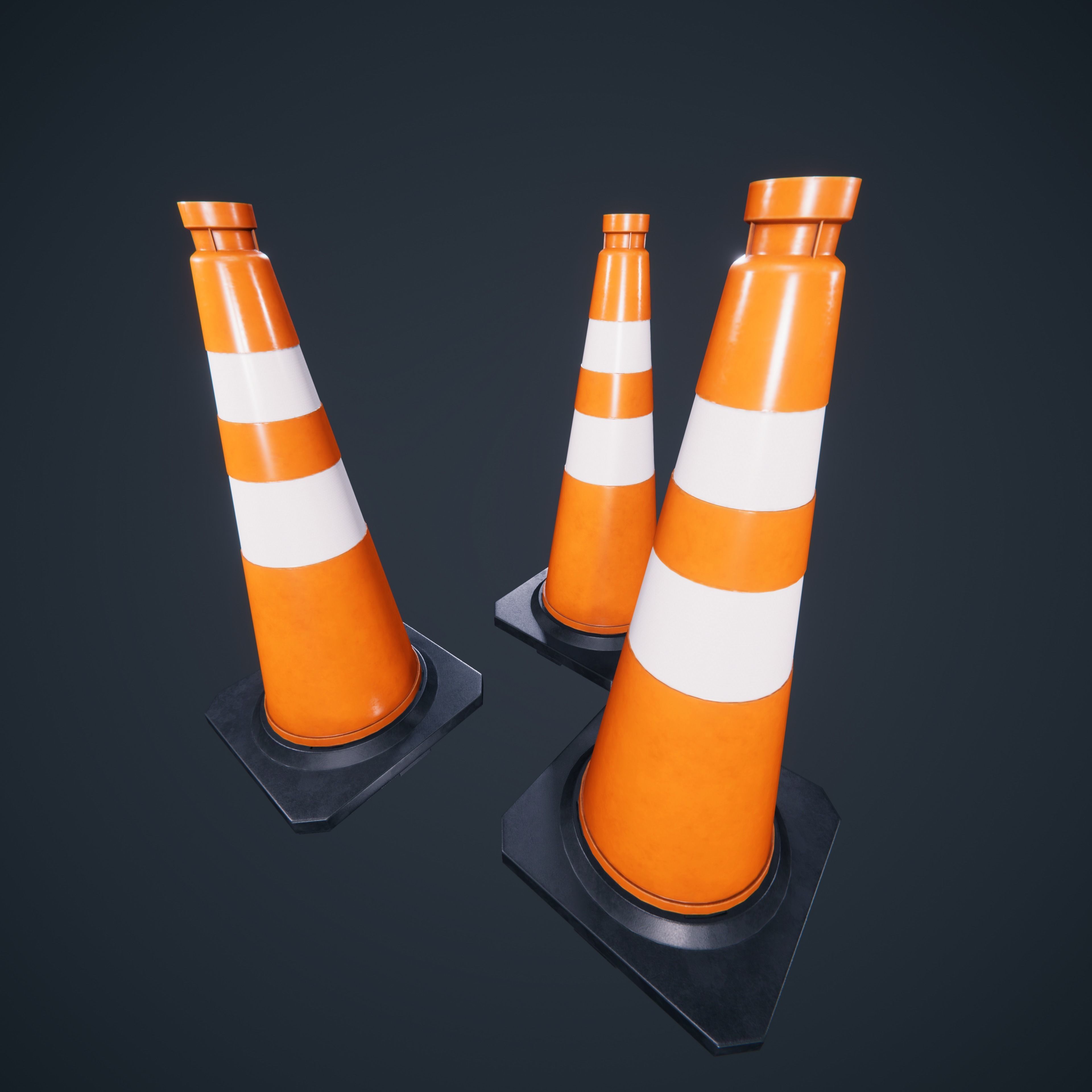 Traffic Cone Low-poly 3D model_1