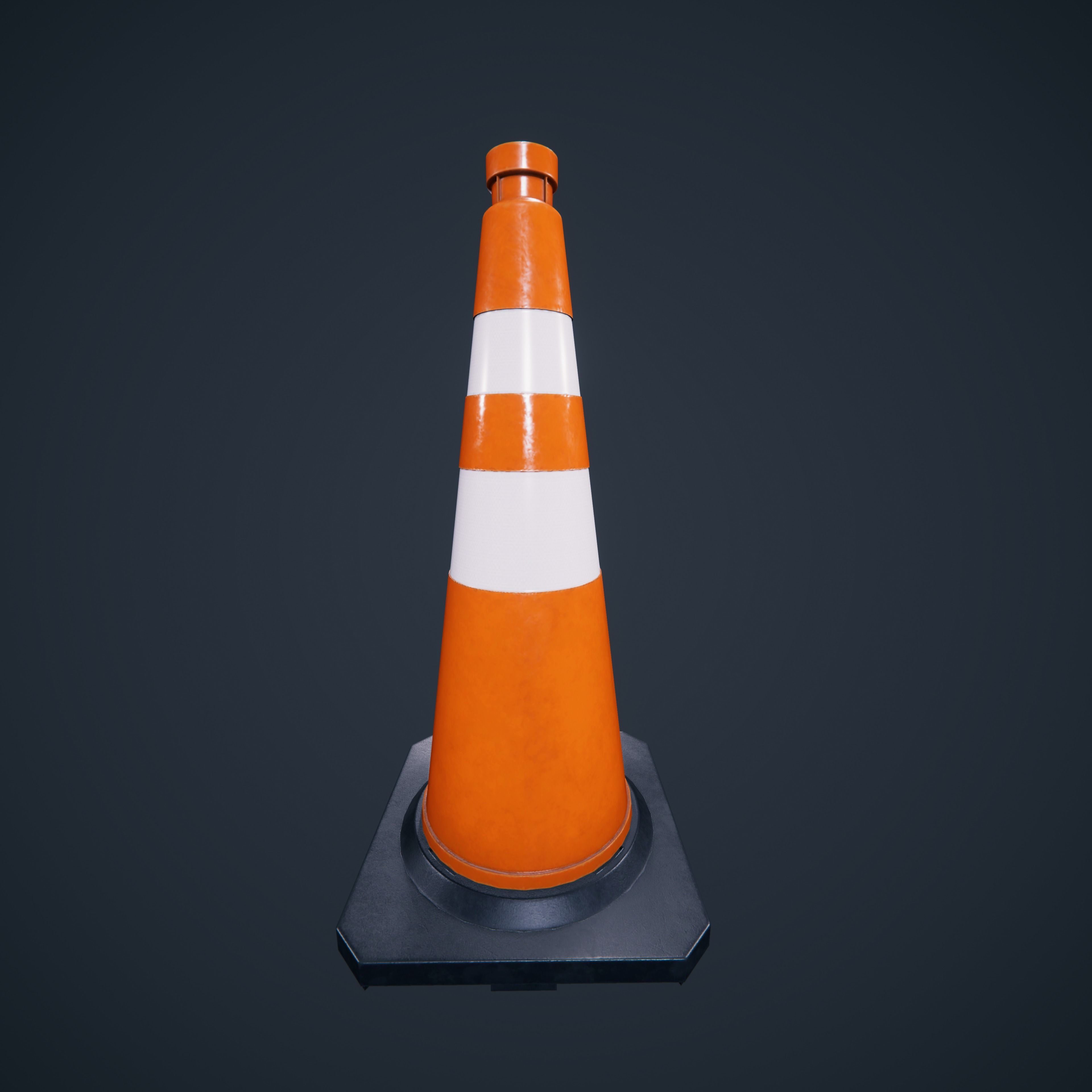 Traffic Cone Low-poly 3D model_4