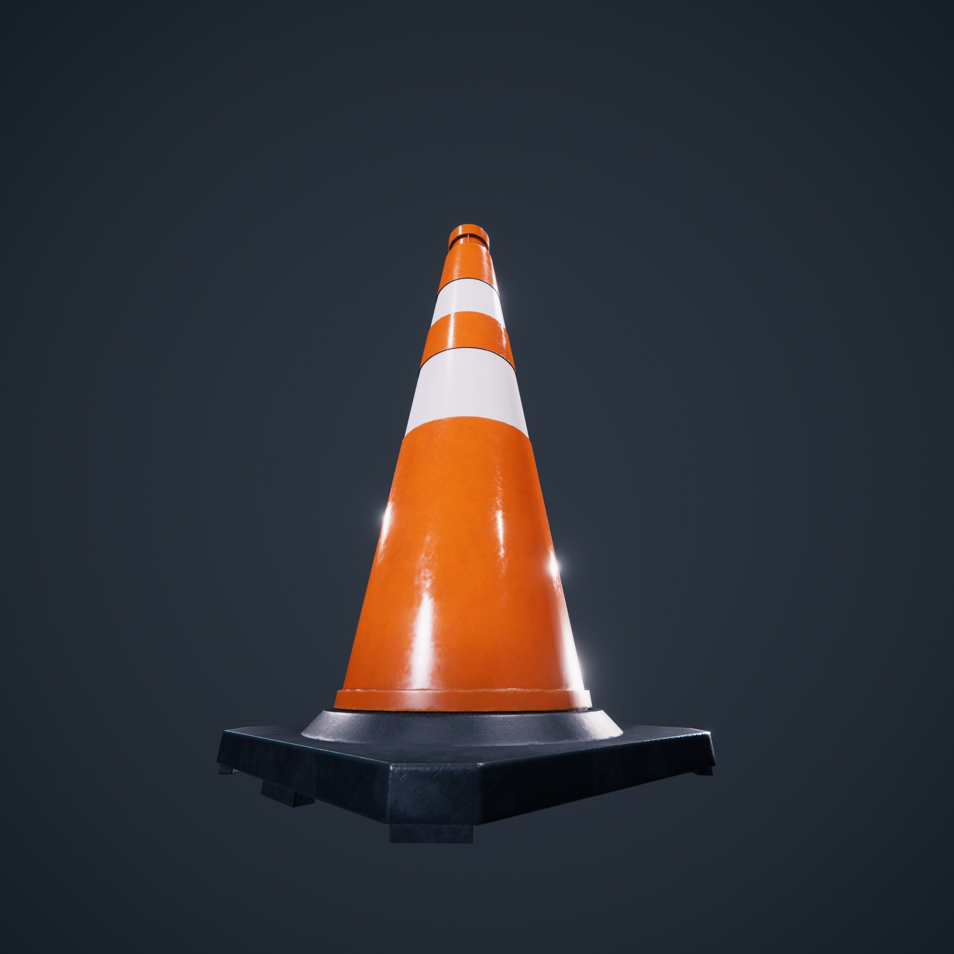 Traffic Cone Low-poly 3D model_6
