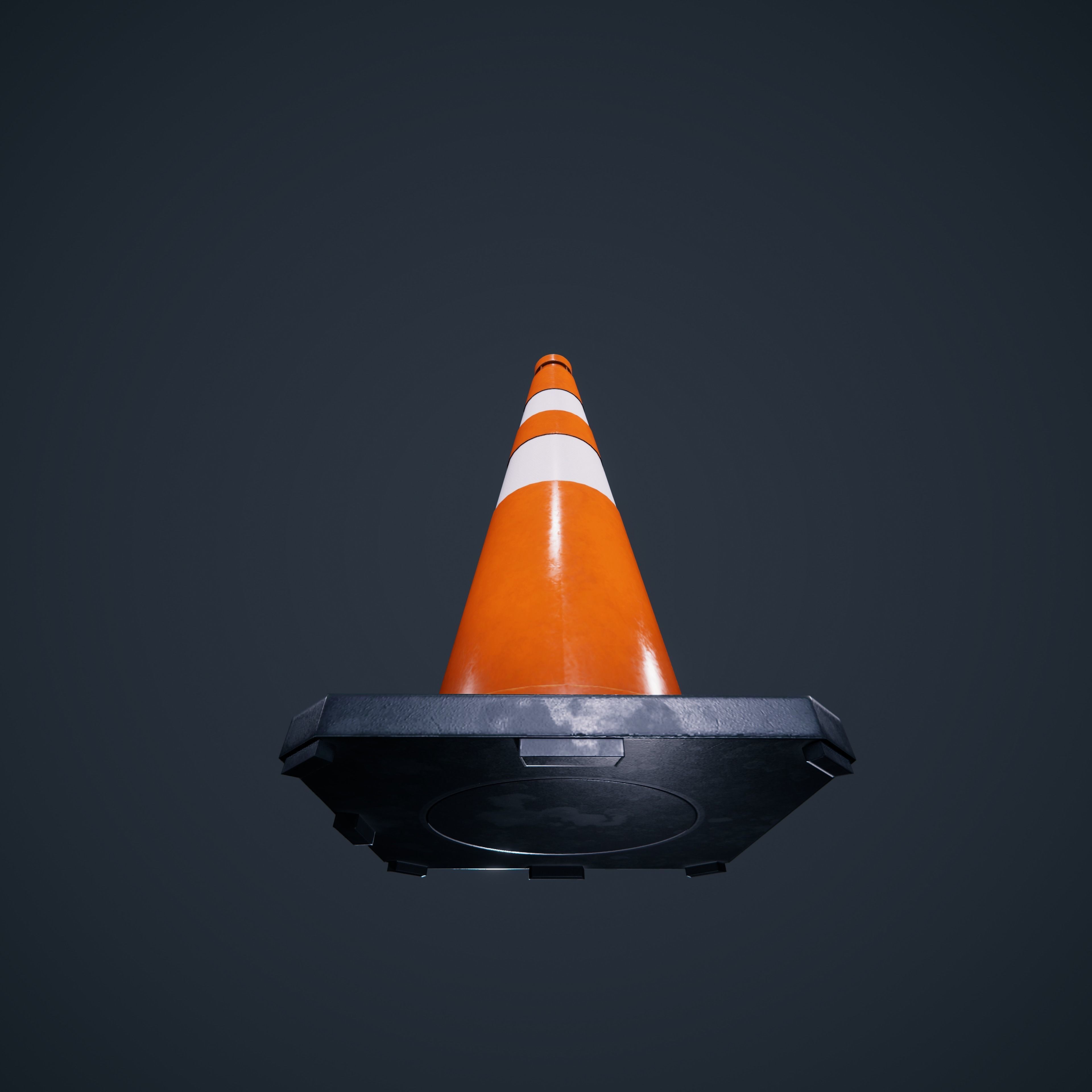 Traffic Cone Low-poly 3D model_5