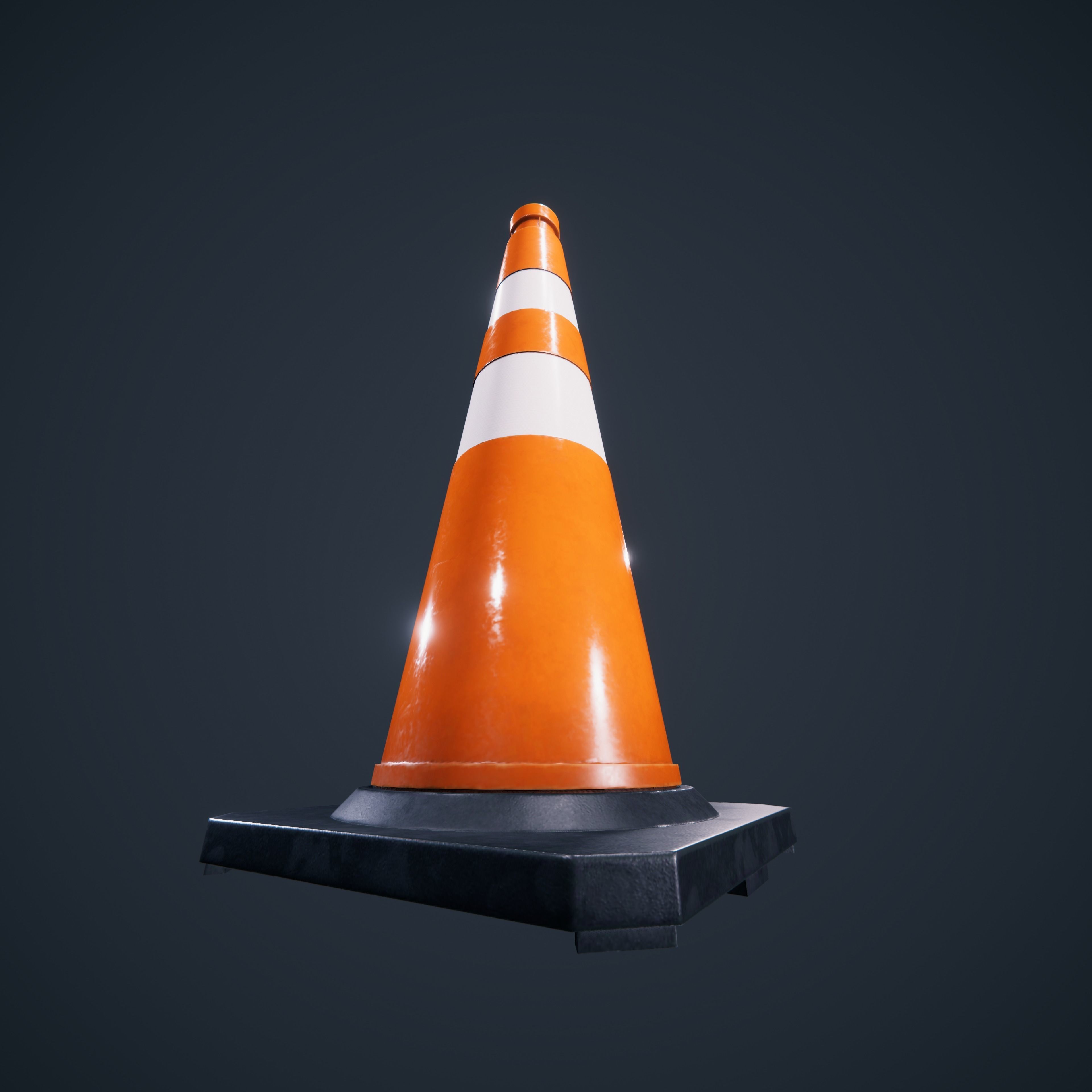 Traffic Cone Low-poly 3D model_2