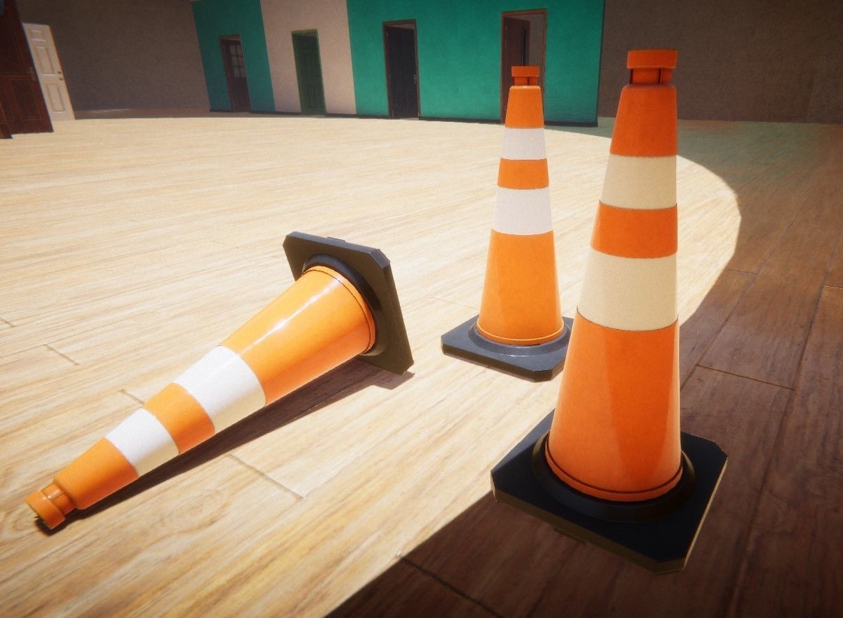 Traffic Cone Low-poly 3D model_14