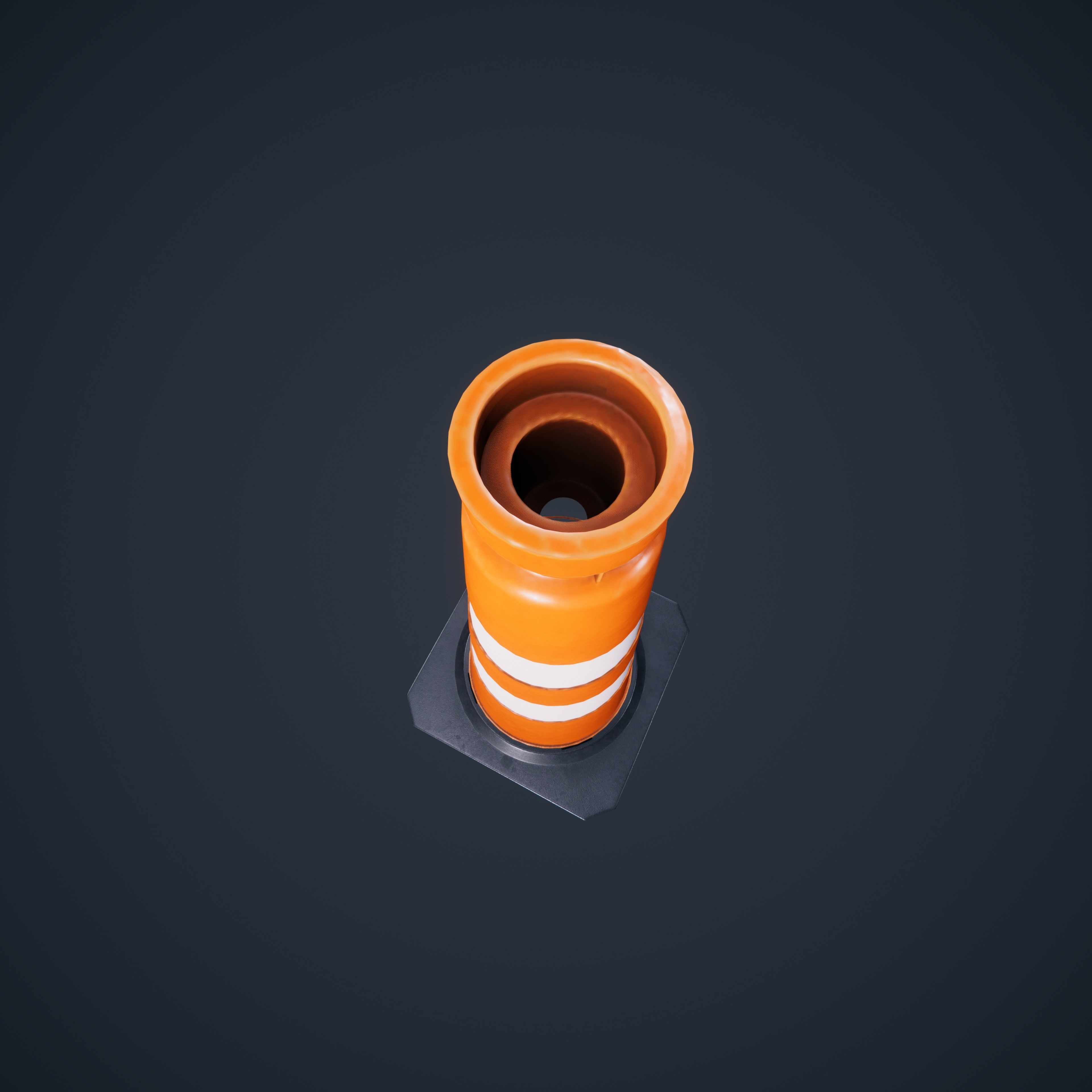 Traffic Cone Low-poly 3D model_8