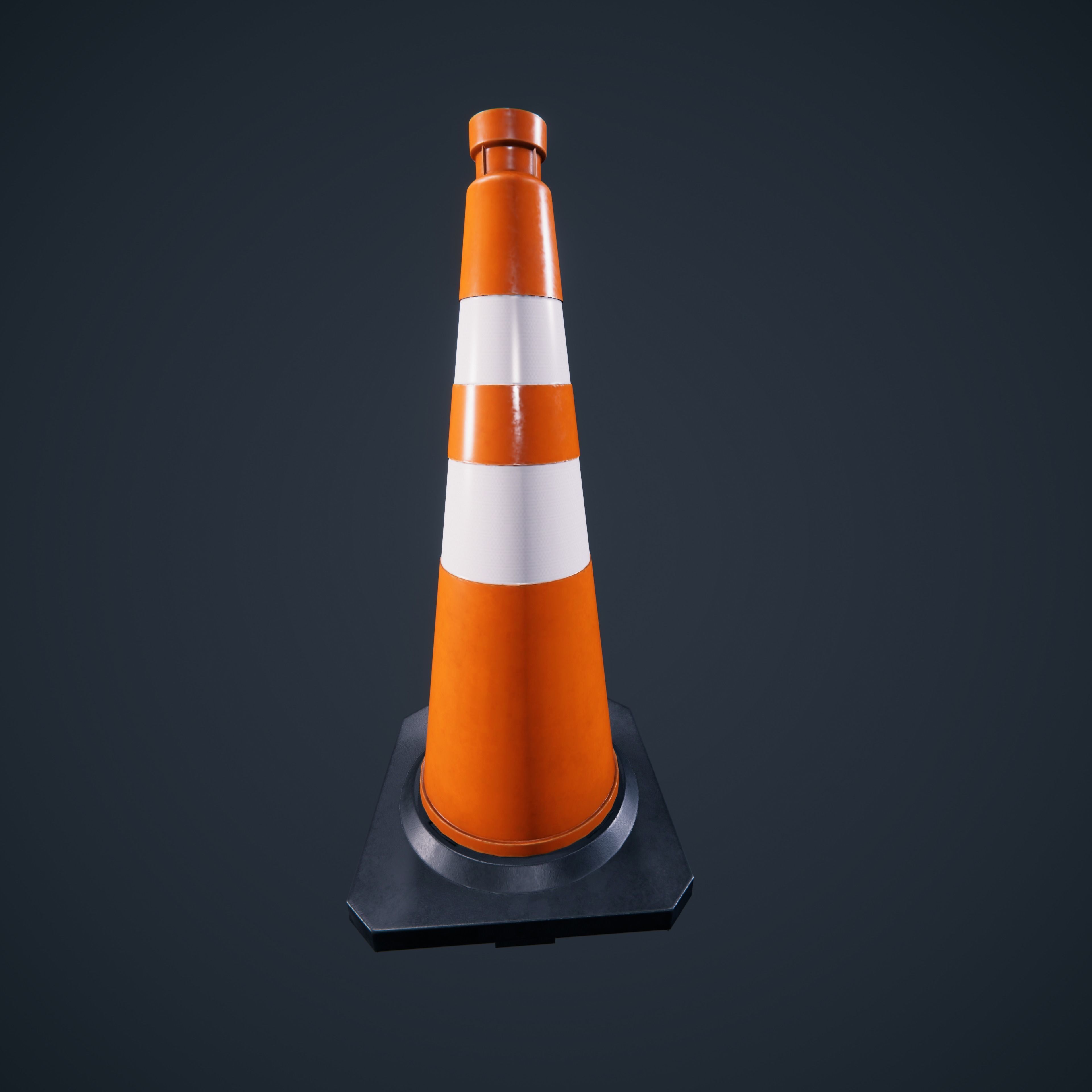 Traffic Cone Low-poly 3D model_3