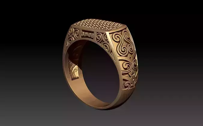 MAN RING WITH DIAMOND GEMSTONES