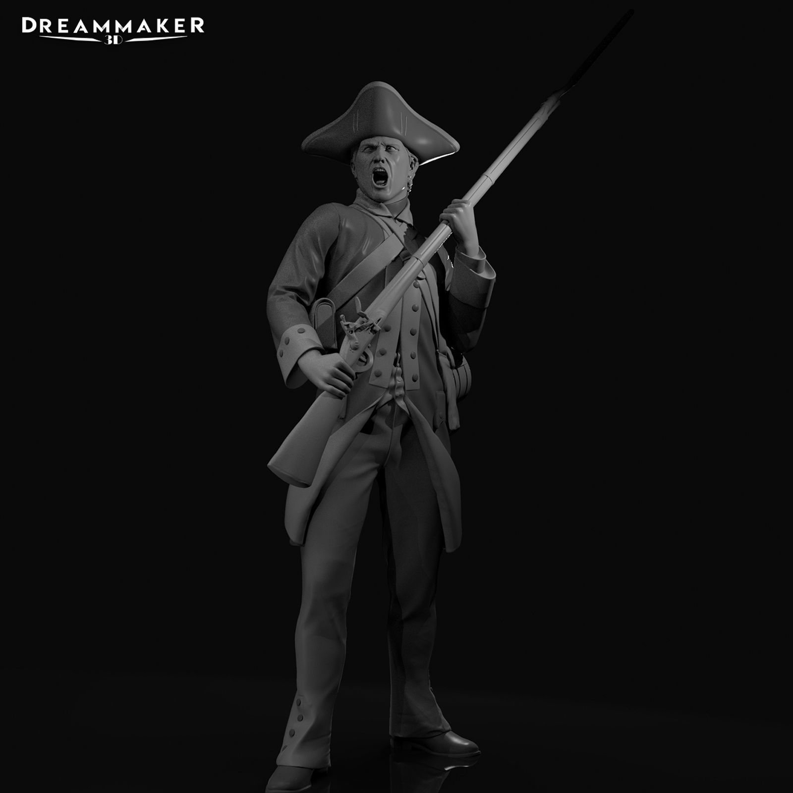Revolutionary War soldier 3D print model_2