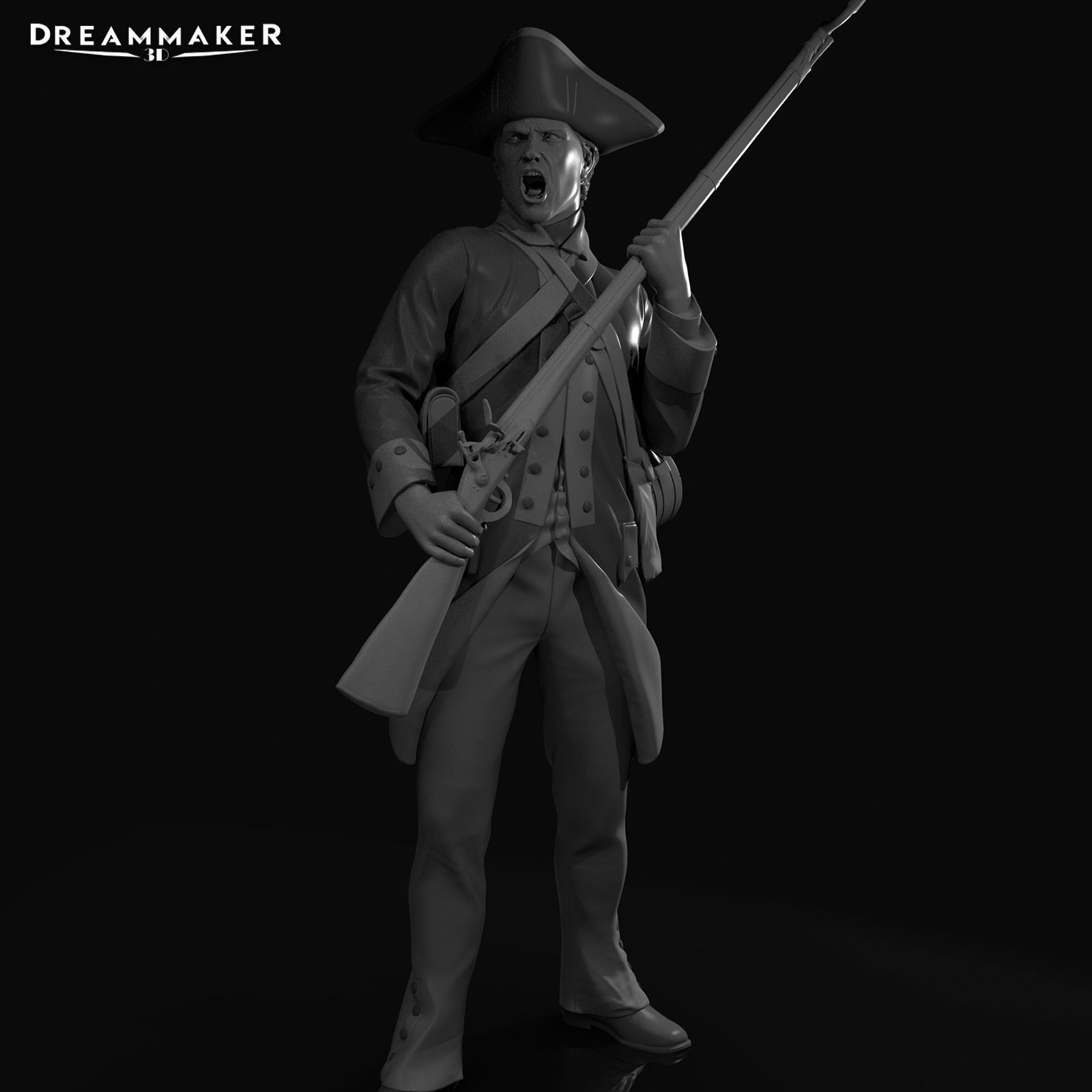 Revolutionary War soldier 3D print model_3