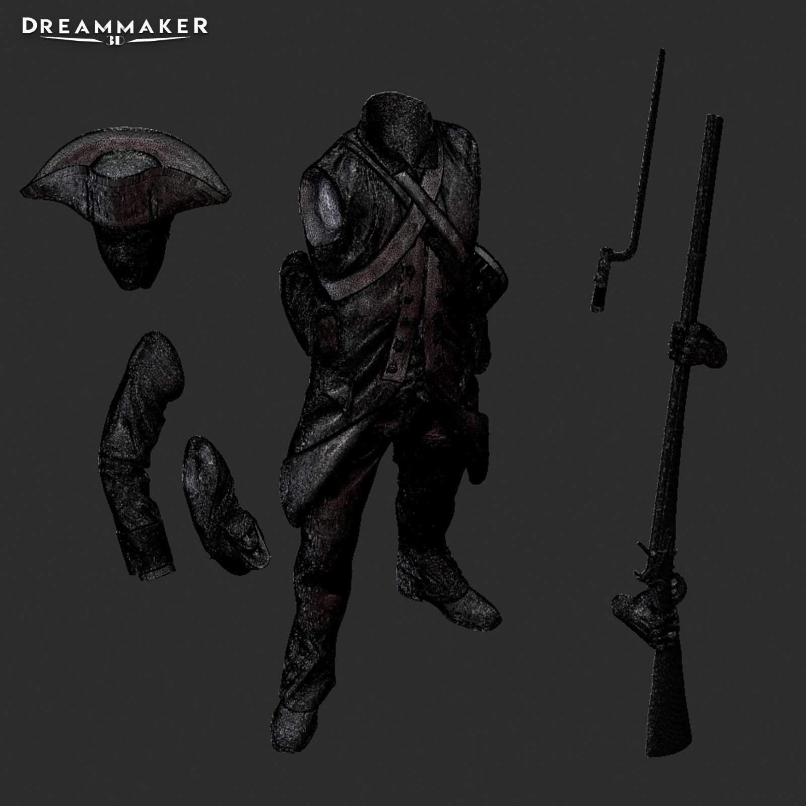 Revolutionary War soldier 3D print model_13