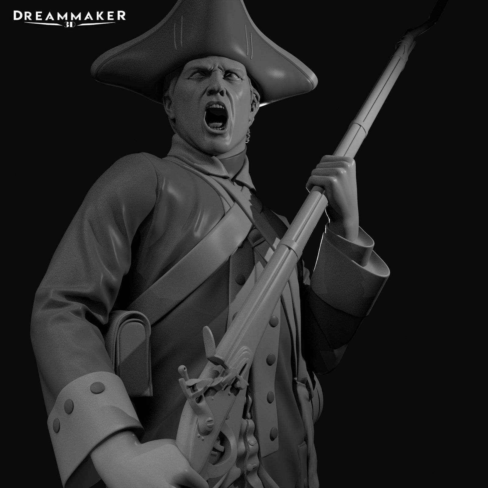 Revolutionary War soldier 3D print model_8