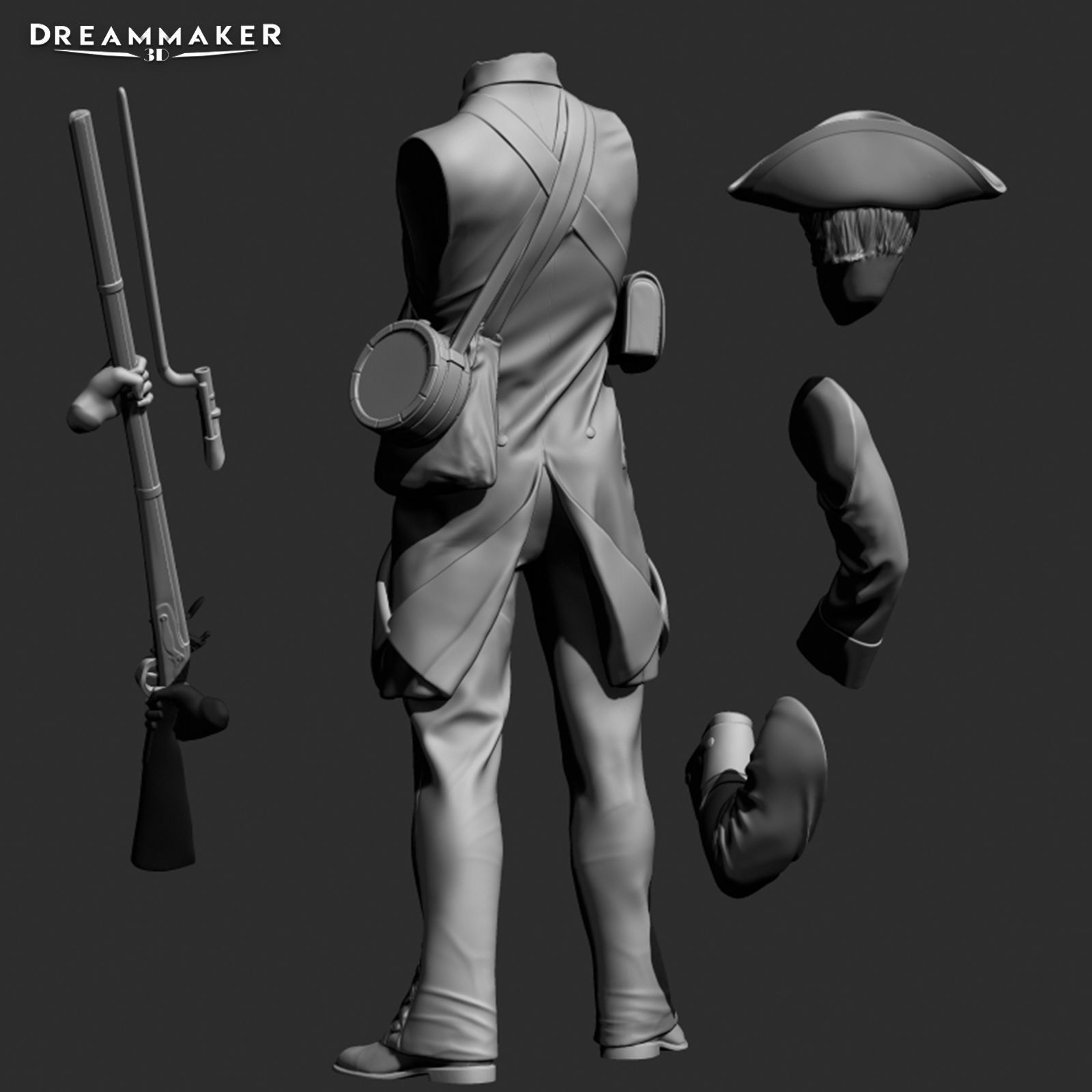 Revolutionary War soldier 3D print model_7