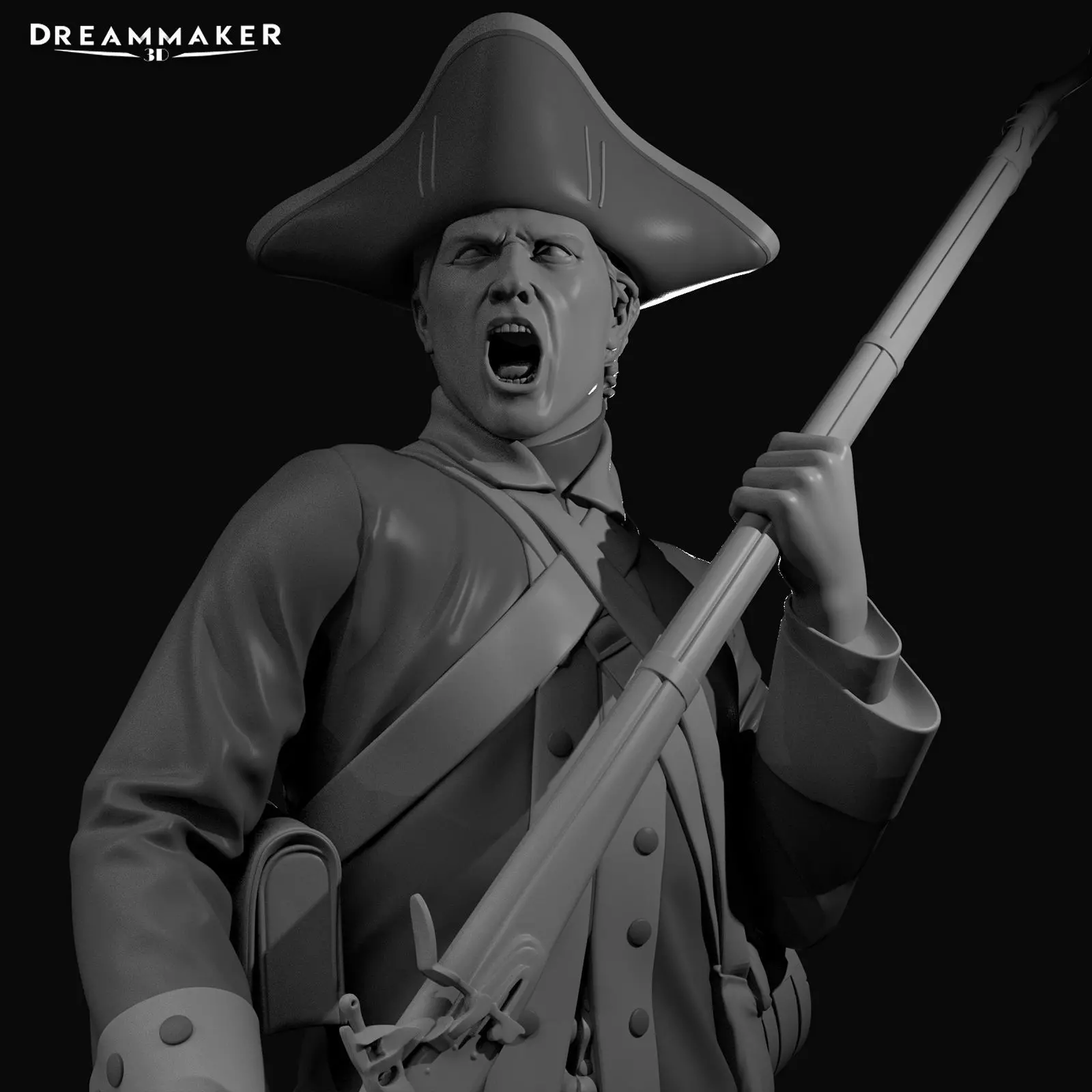 Revolutionary War soldier 3D print model_0