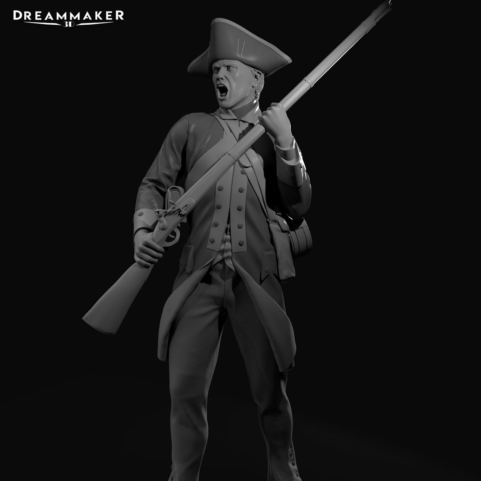 Revolutionary War soldier 3D print model_9