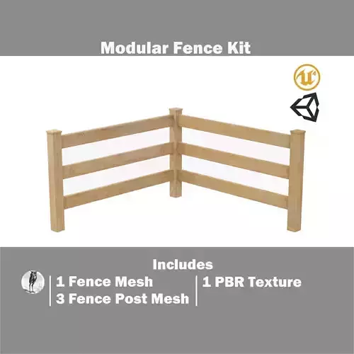 Modular Fence Kit Pack - 3-Rail Estate Fence