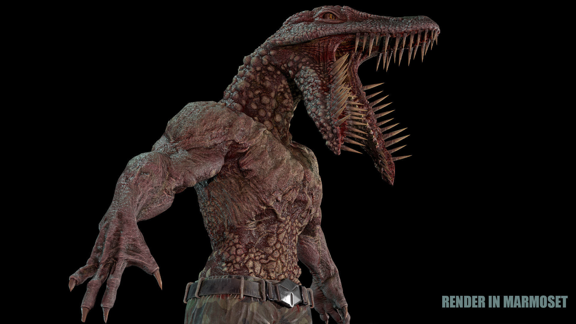Crocodile Mutant Low-poly 3D model_13