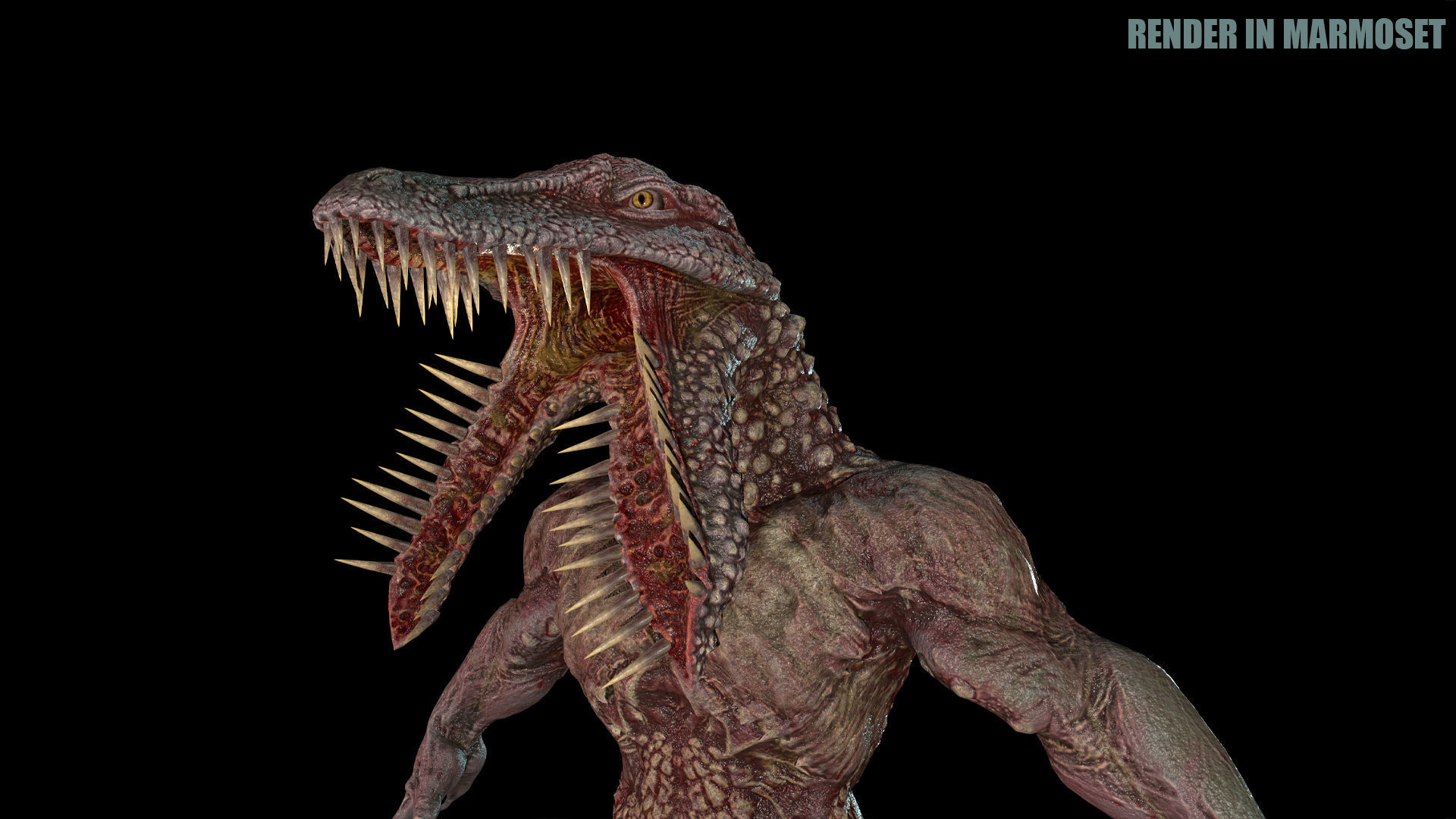 Crocodile Mutant Low-poly 3D model_8