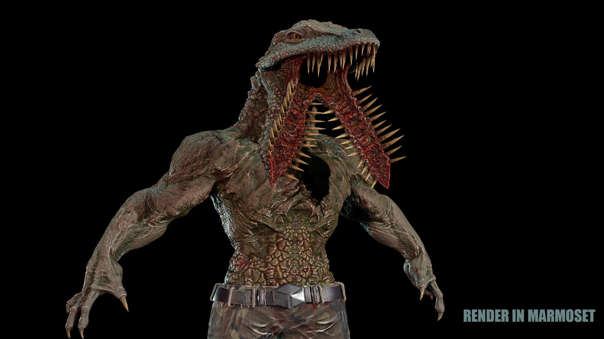 Crocodile Mutant Low-poly 3D model_5