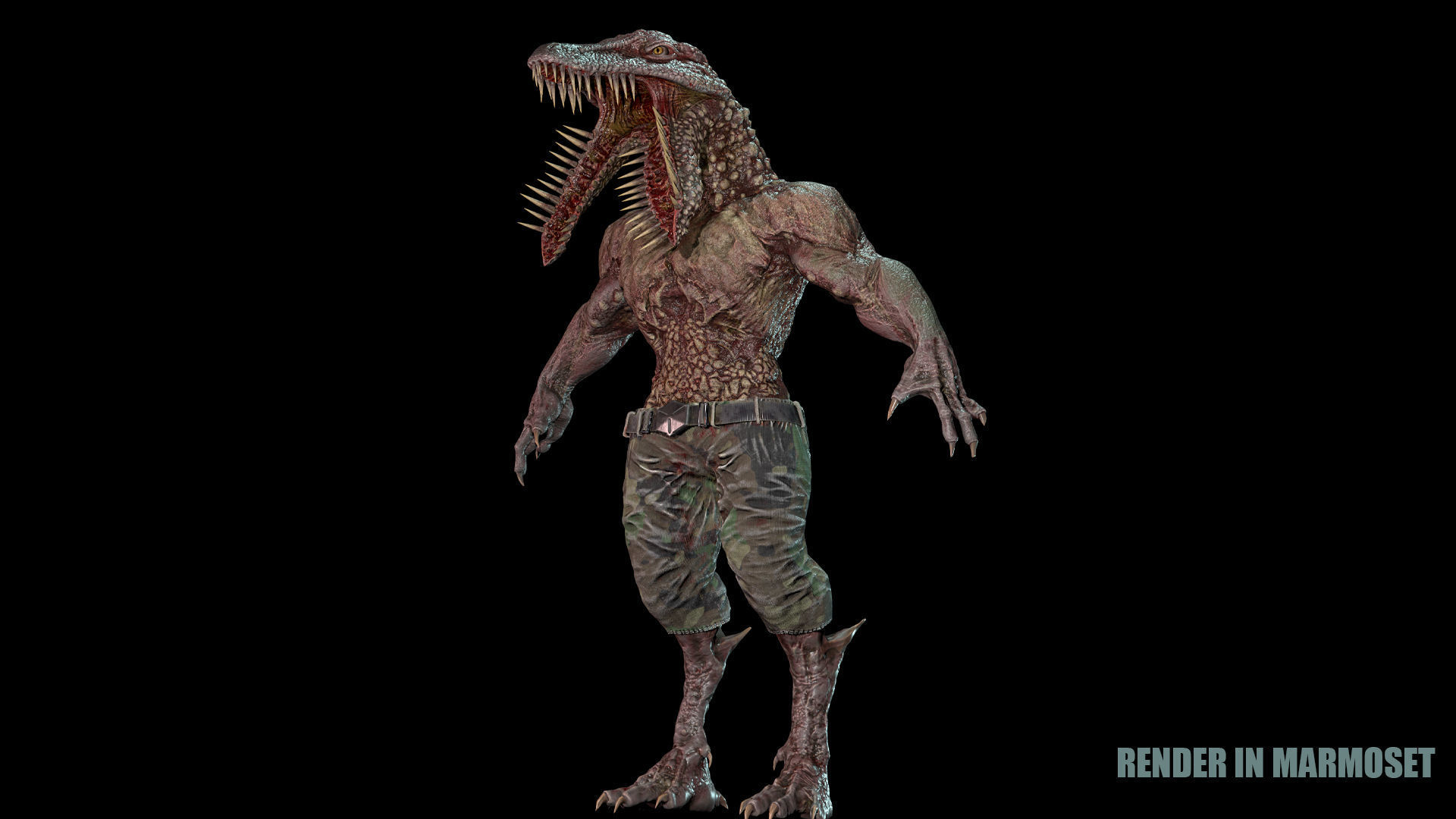 Crocodile Mutant Low-poly 3D model_14