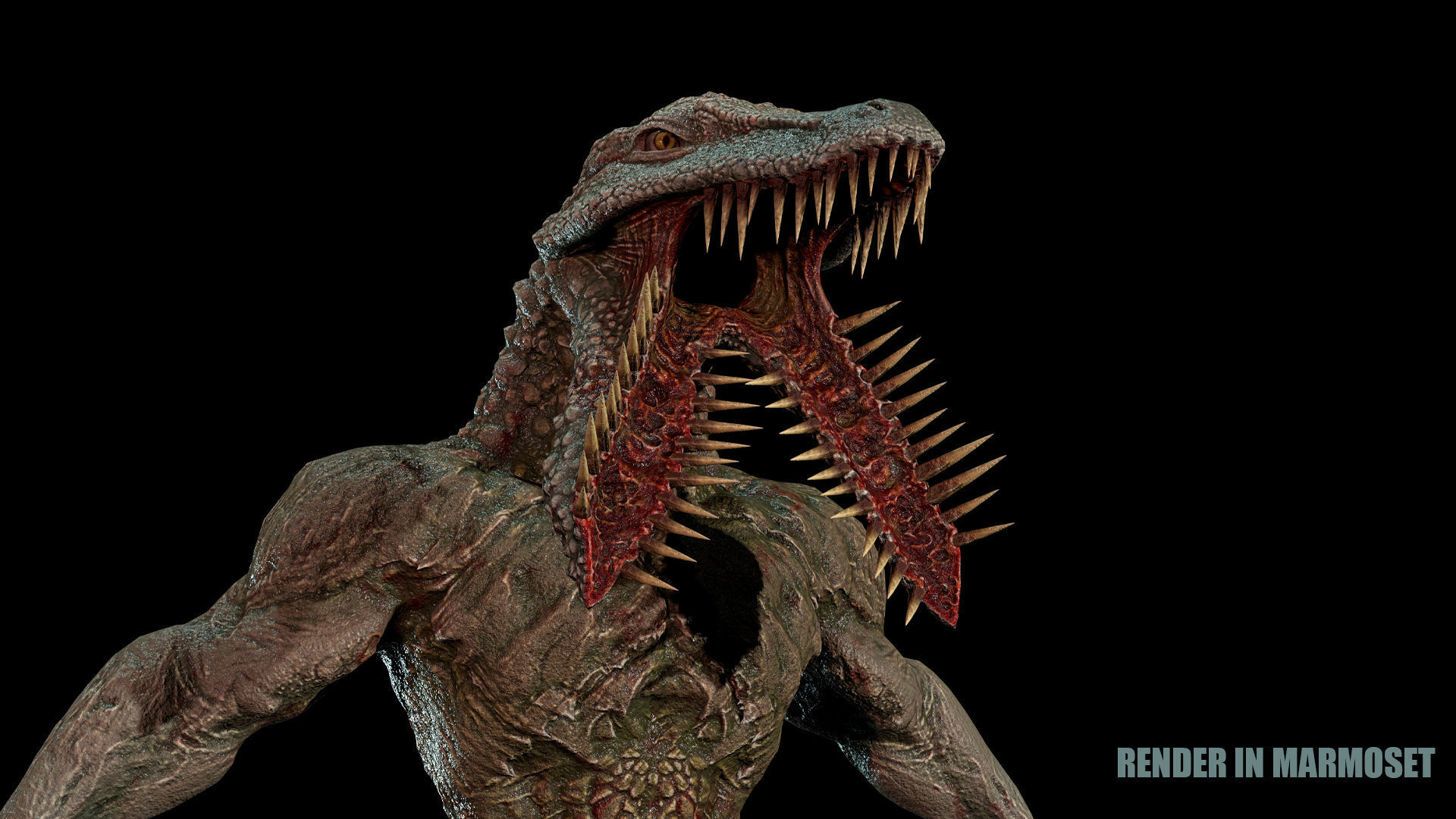 Crocodile Mutant Low-poly 3D model_7