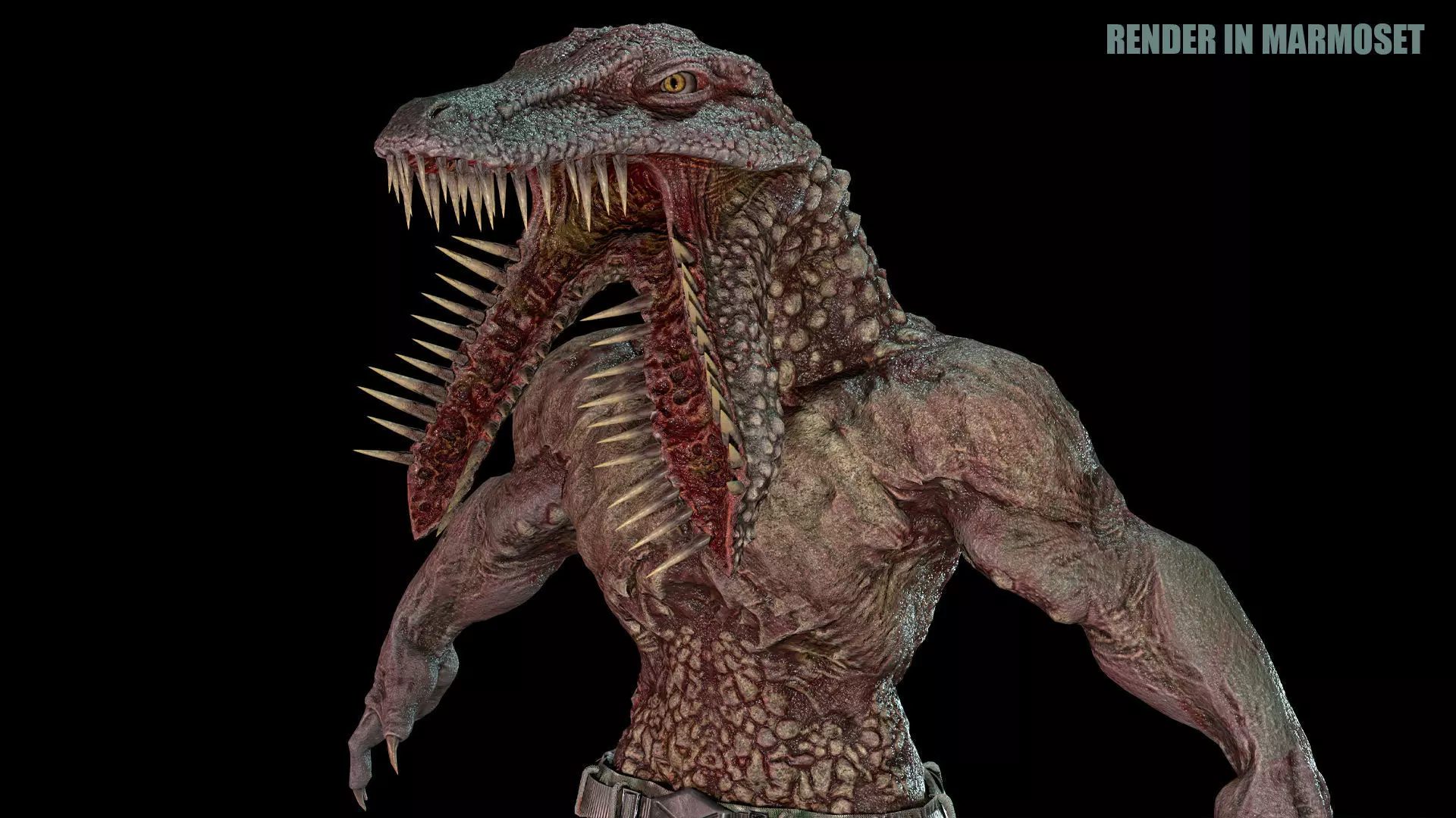 Crocodile Mutant Low-poly 3D model_0