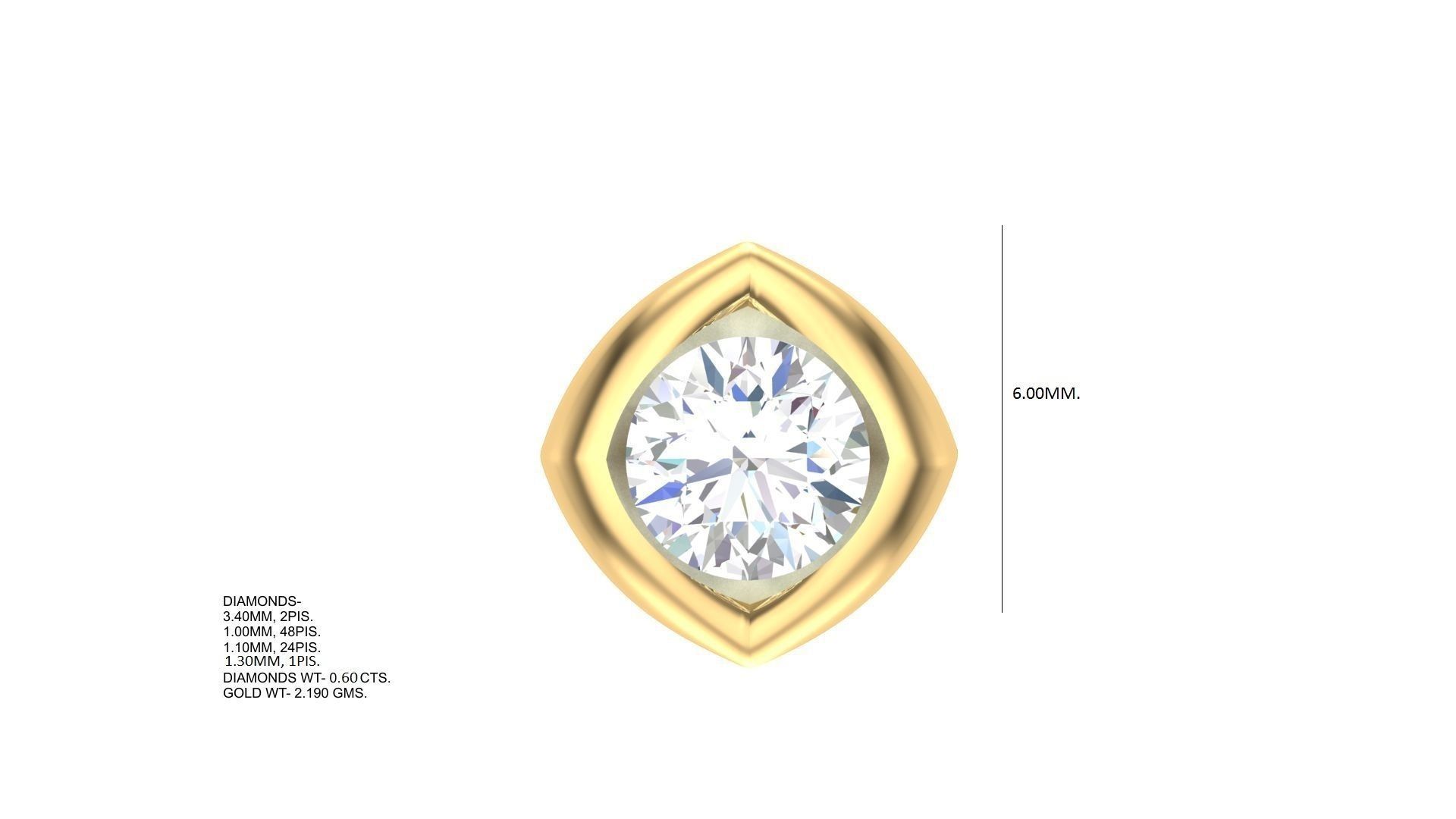 Solitaire Diamond Stud Earrings stl obj gltf glb mtl 3mf  3D print model_3