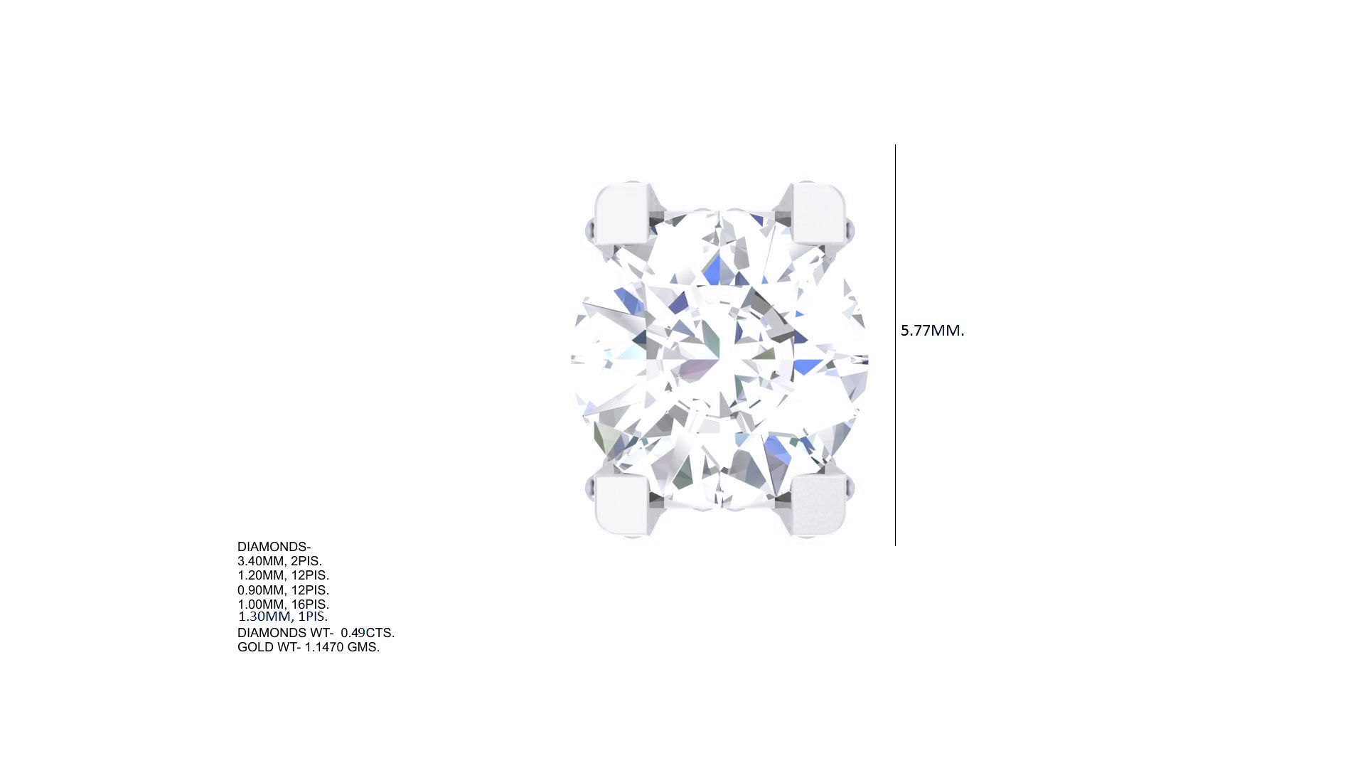 Solitaire Diamond Stud Earrings stl obj gltf glb mtl 3mf 3D print model_4