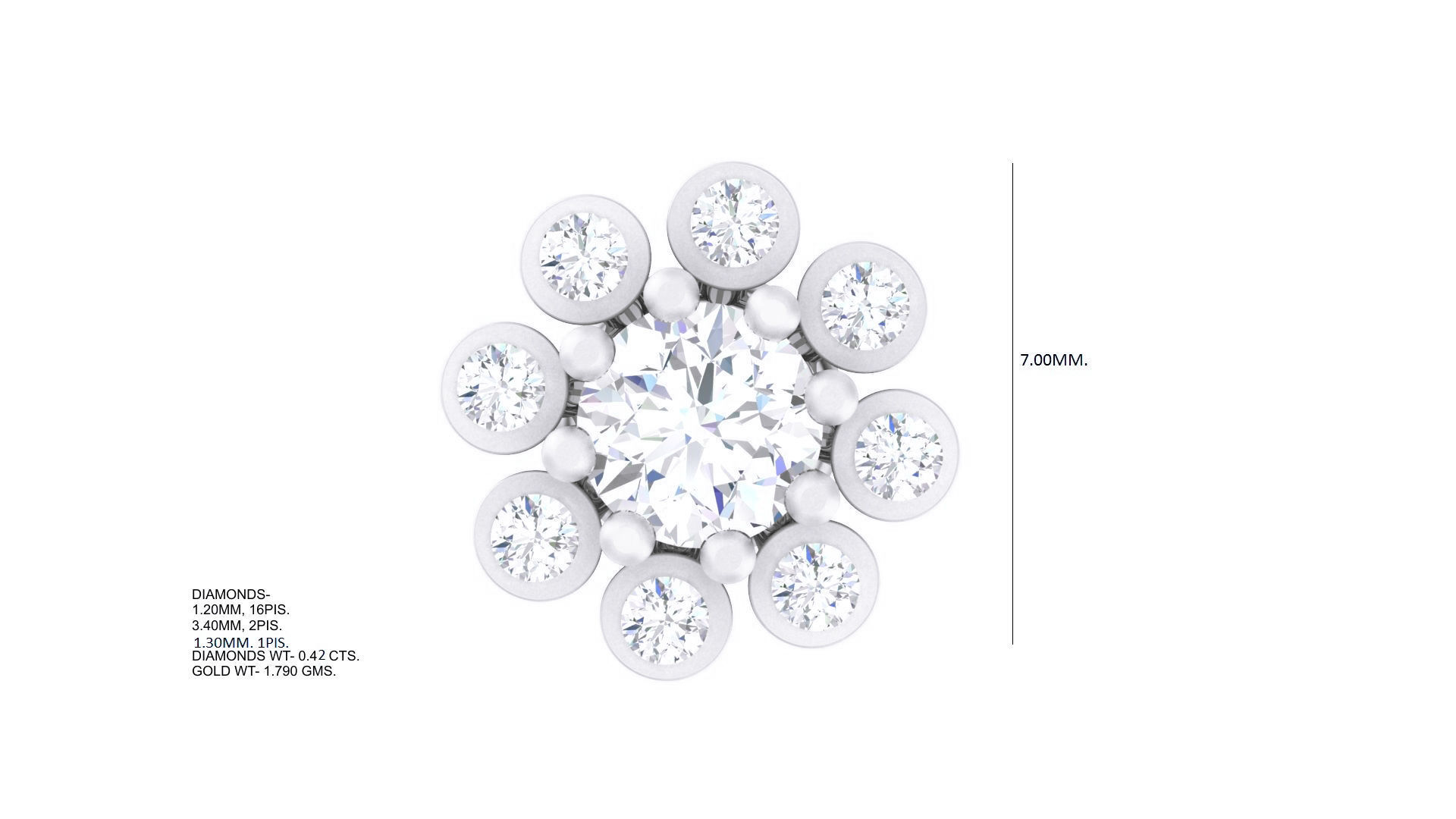 Solitaire Diamond Stud Earrings stl obj gltf glb mtl 3mf  3D print model_4