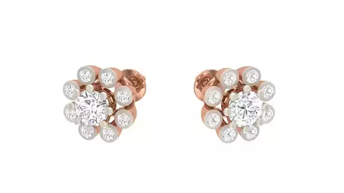 Solitaire Diamond Stud Earrings stl obj gltf glb mtl 3mf 