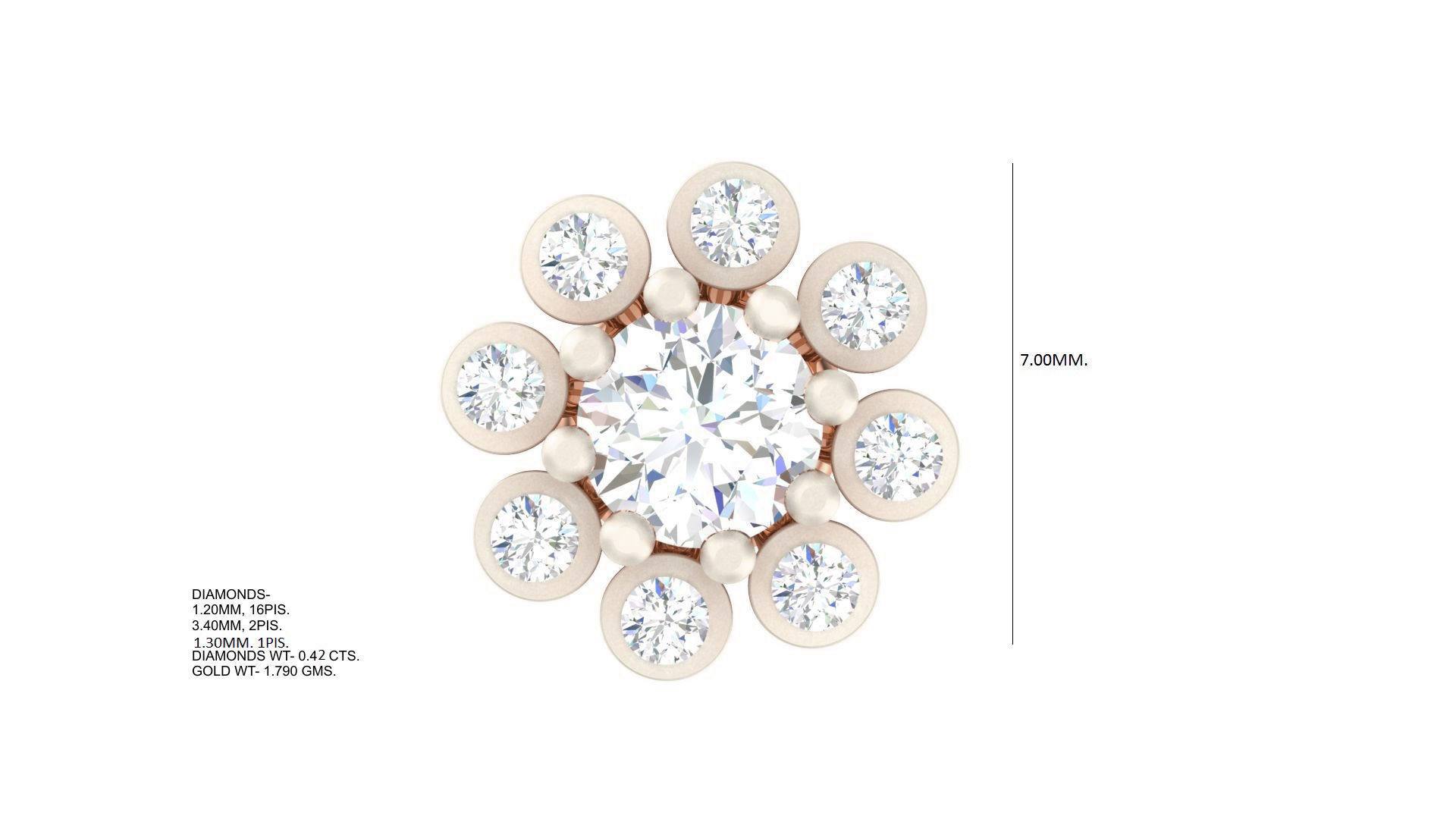 Solitaire Diamond Stud Earrings stl obj gltf glb mtl 3mf  3D print model_5