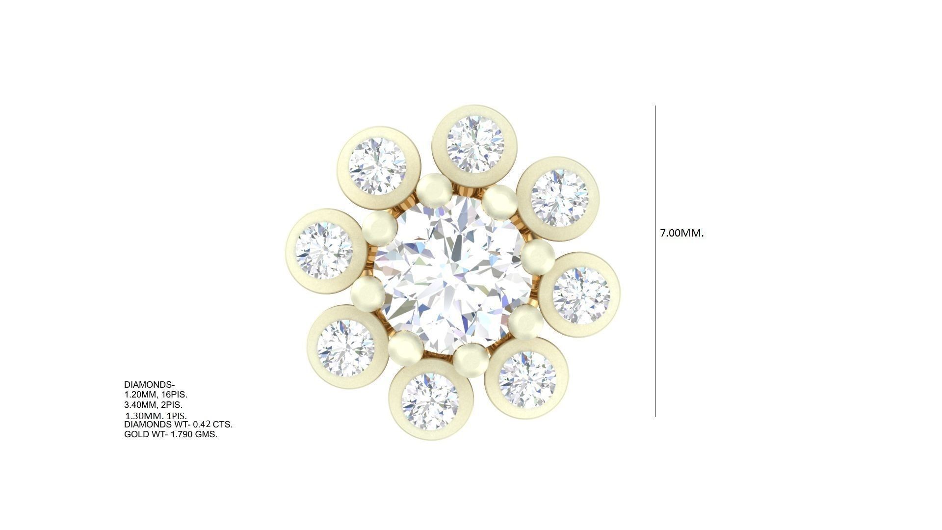 Solitaire Diamond Stud Earrings stl obj gltf glb mtl 3mf  3D print model_3