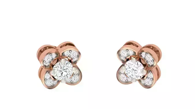 Solitaire Diamond Stud Earrings stl obj gltf glb mtl 3mf  3D print model