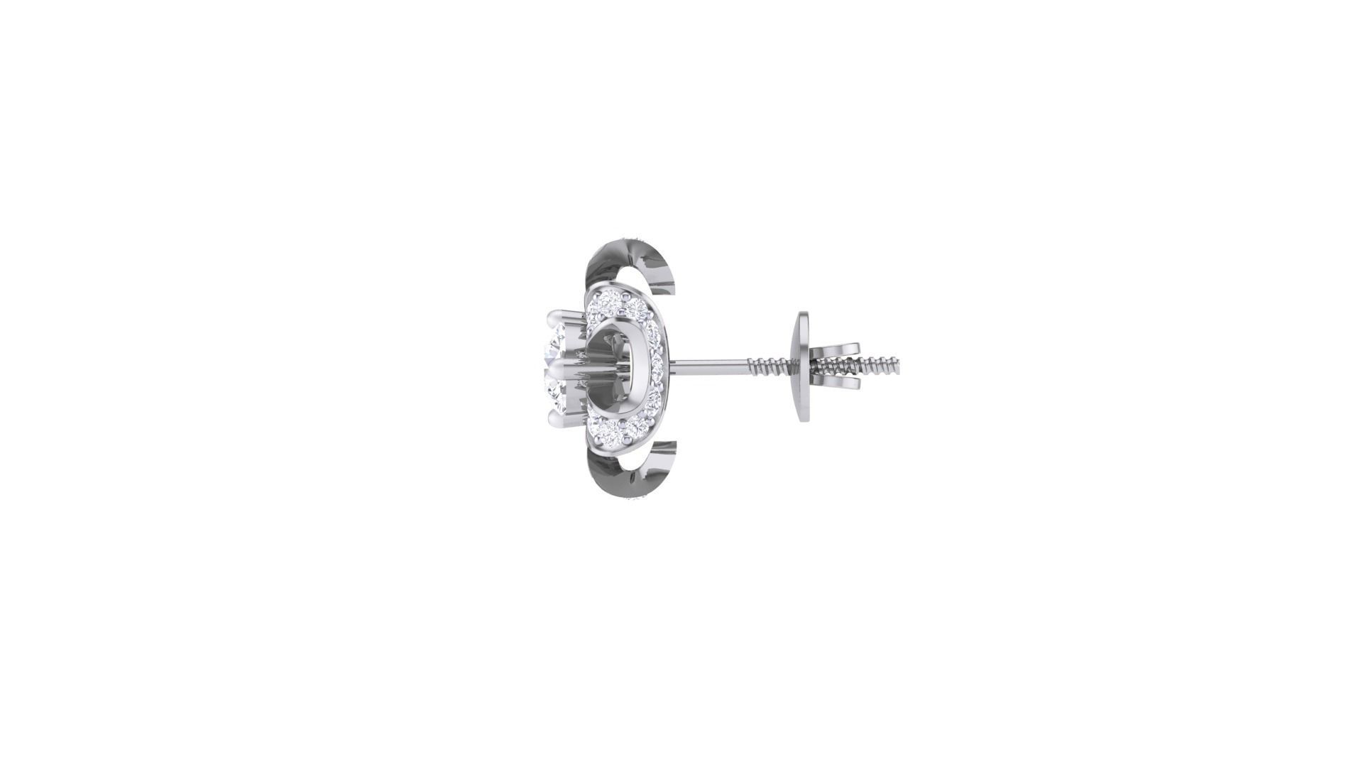 Solitaire Diamond Stud Earrings stl obj gltf glb mtl 3mf 3D print model_10