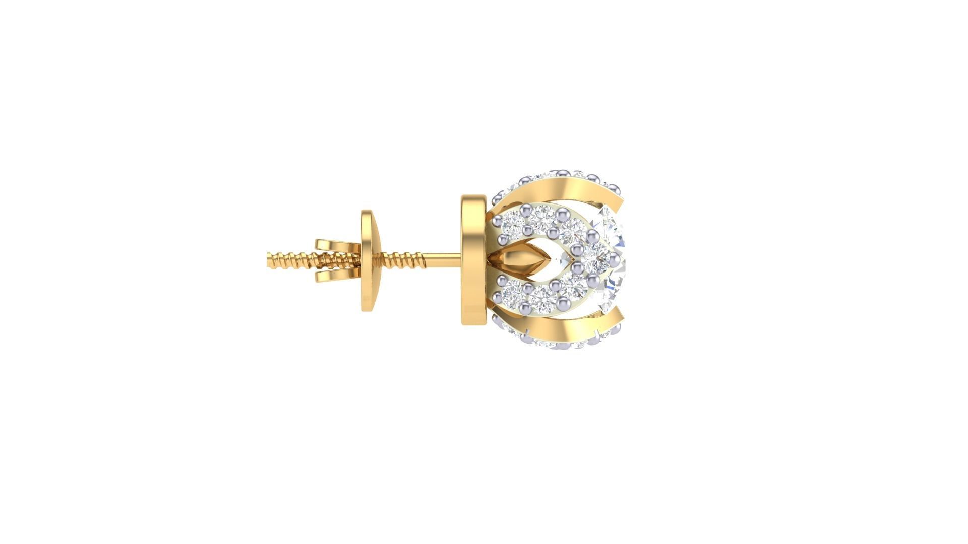 Solitaire Diamond Stud Earrings stl obj gltf glb mtl 3mf  3D print model_11