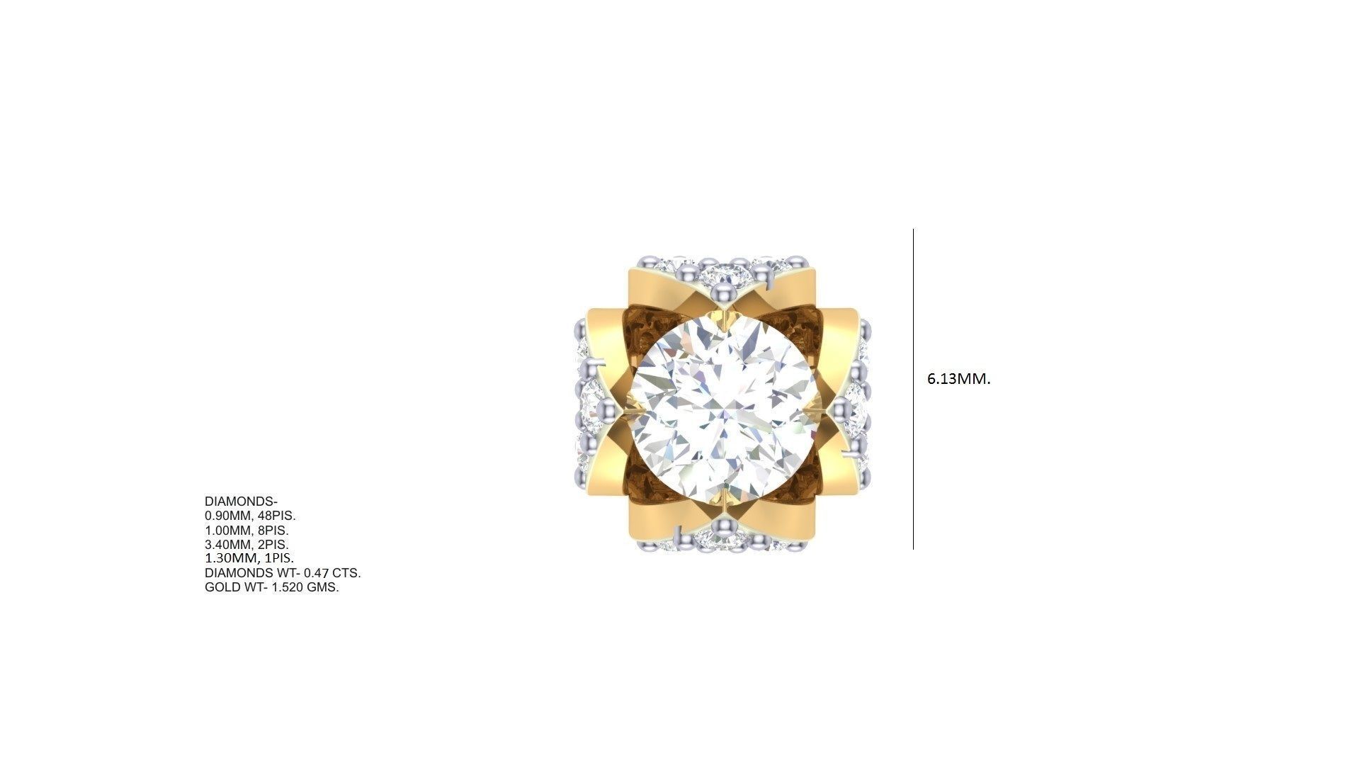 Solitaire Diamond Stud Earrings stl obj gltf glb mtl 3mf  3D print model_5