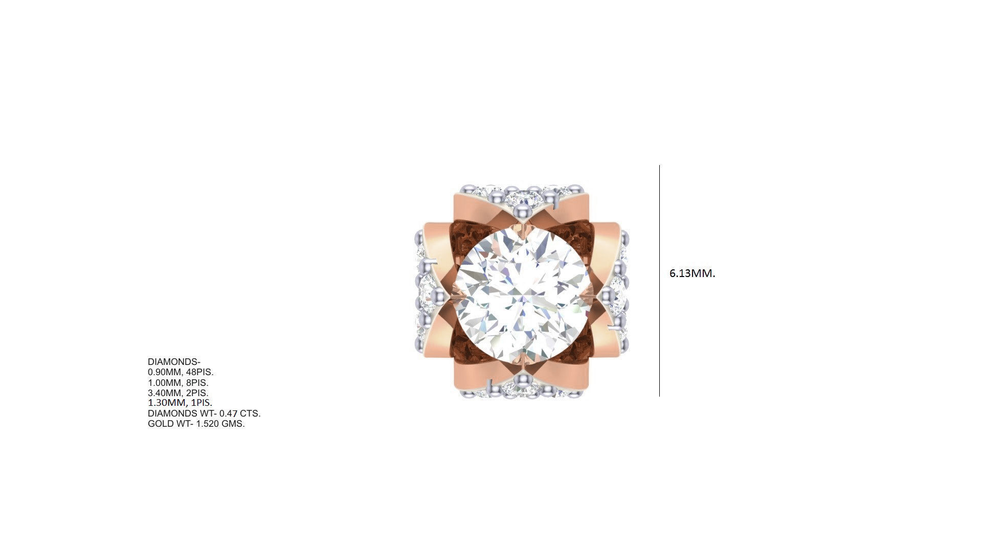 Solitaire Diamond Stud Earrings stl obj gltf glb mtl 3mf  3D print model_3