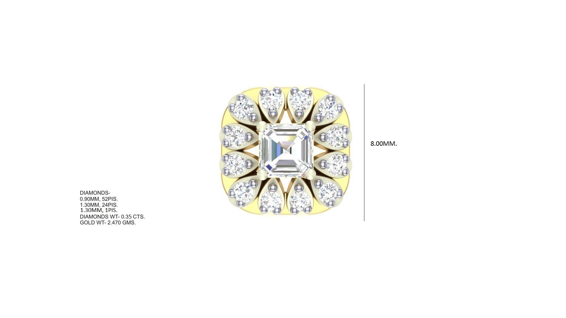 Solitaire Diamond Stud Earrings stl obj gltf glb mtl 3mf 3D print model_3