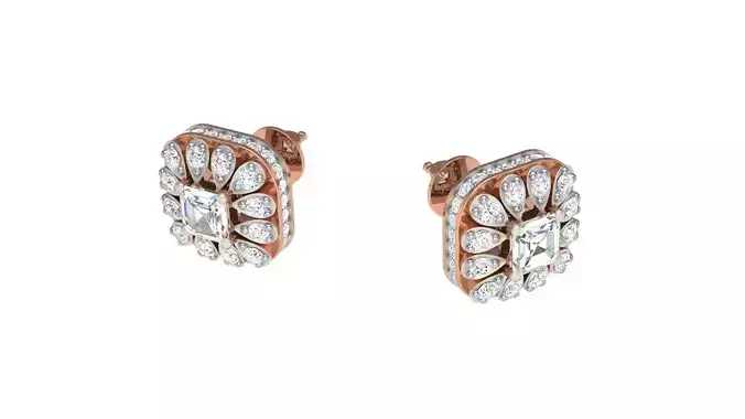 Solitaire Diamond Stud Earrings stl obj gltf glb mtl 3mf 