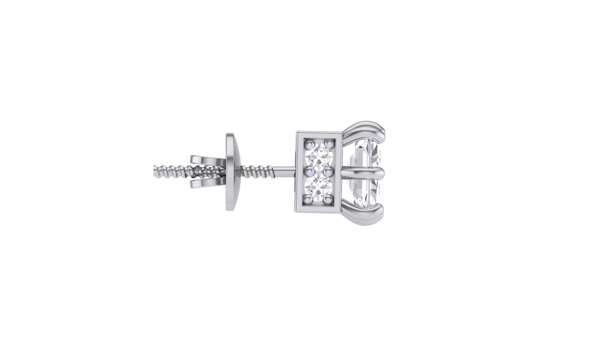 Solitaire Diamond Stud Earrings stl obj gltf glb mtl 3mf  3D print model_11