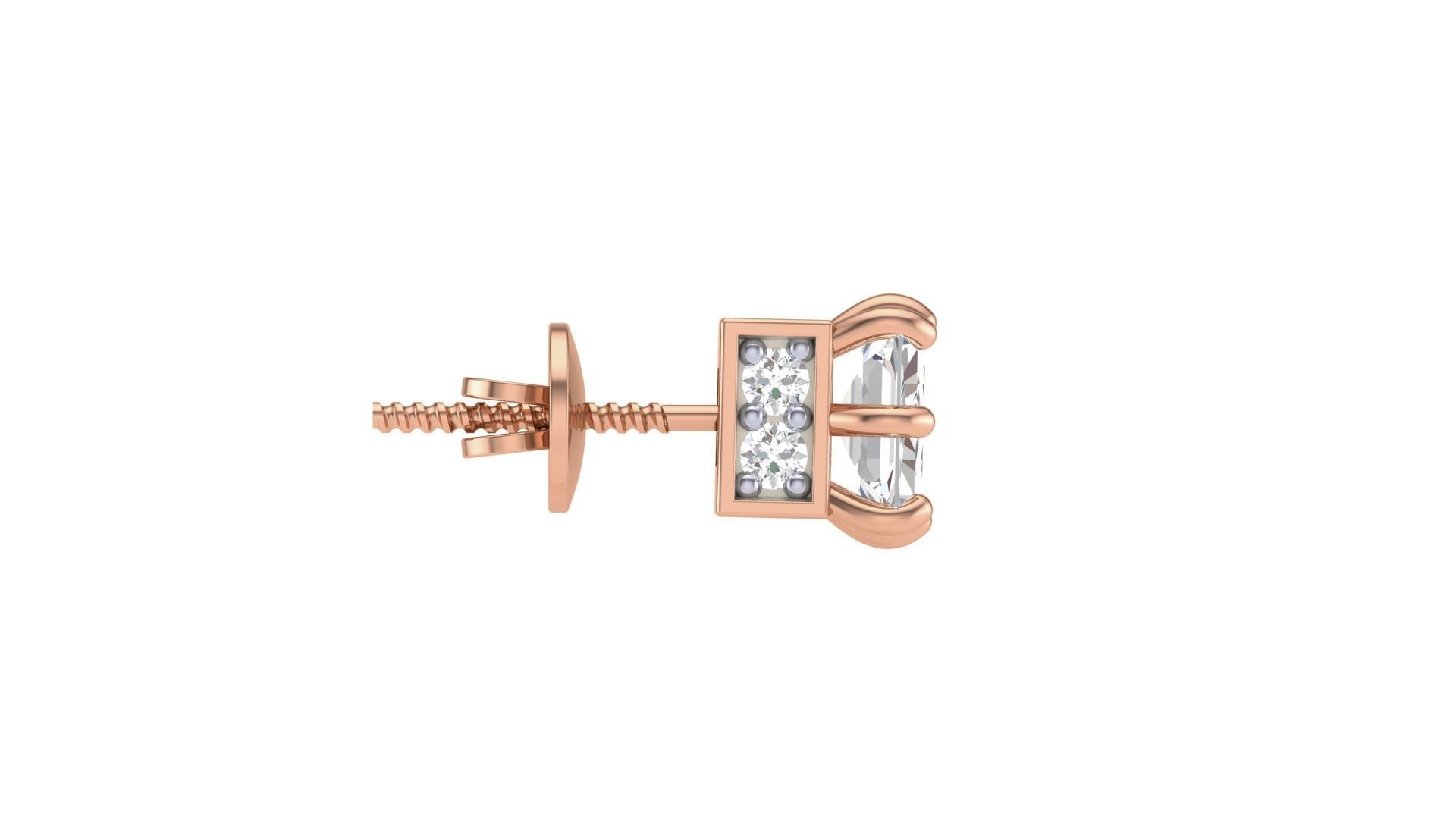 Solitaire Diamond Stud Earrings stl obj gltf glb mtl 3mf  3D print model_9